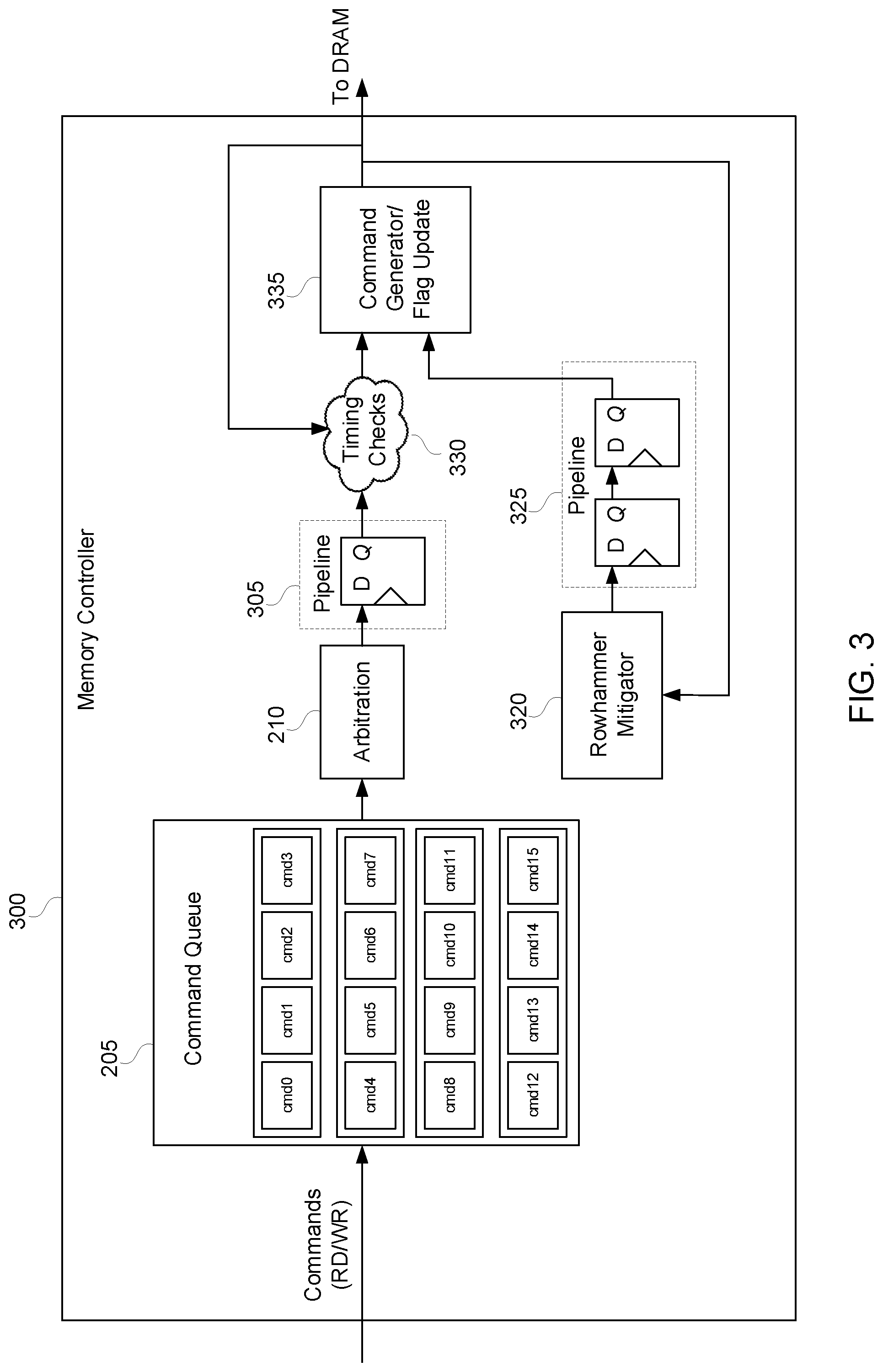Patent US12308069 Figure 3 – DRAM with quick random row refresh for rowhammer mitigation