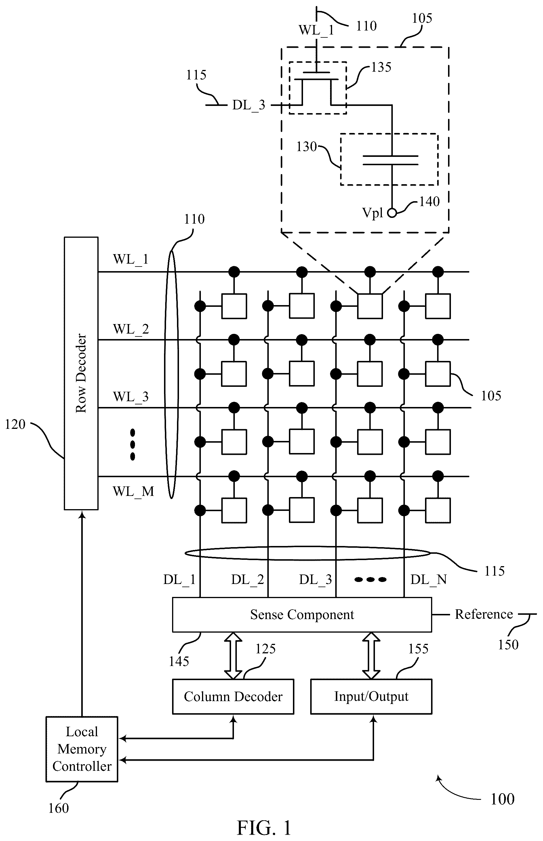Patent US12308070 Figure 1 – Word line drivers for multiple-die memory devices