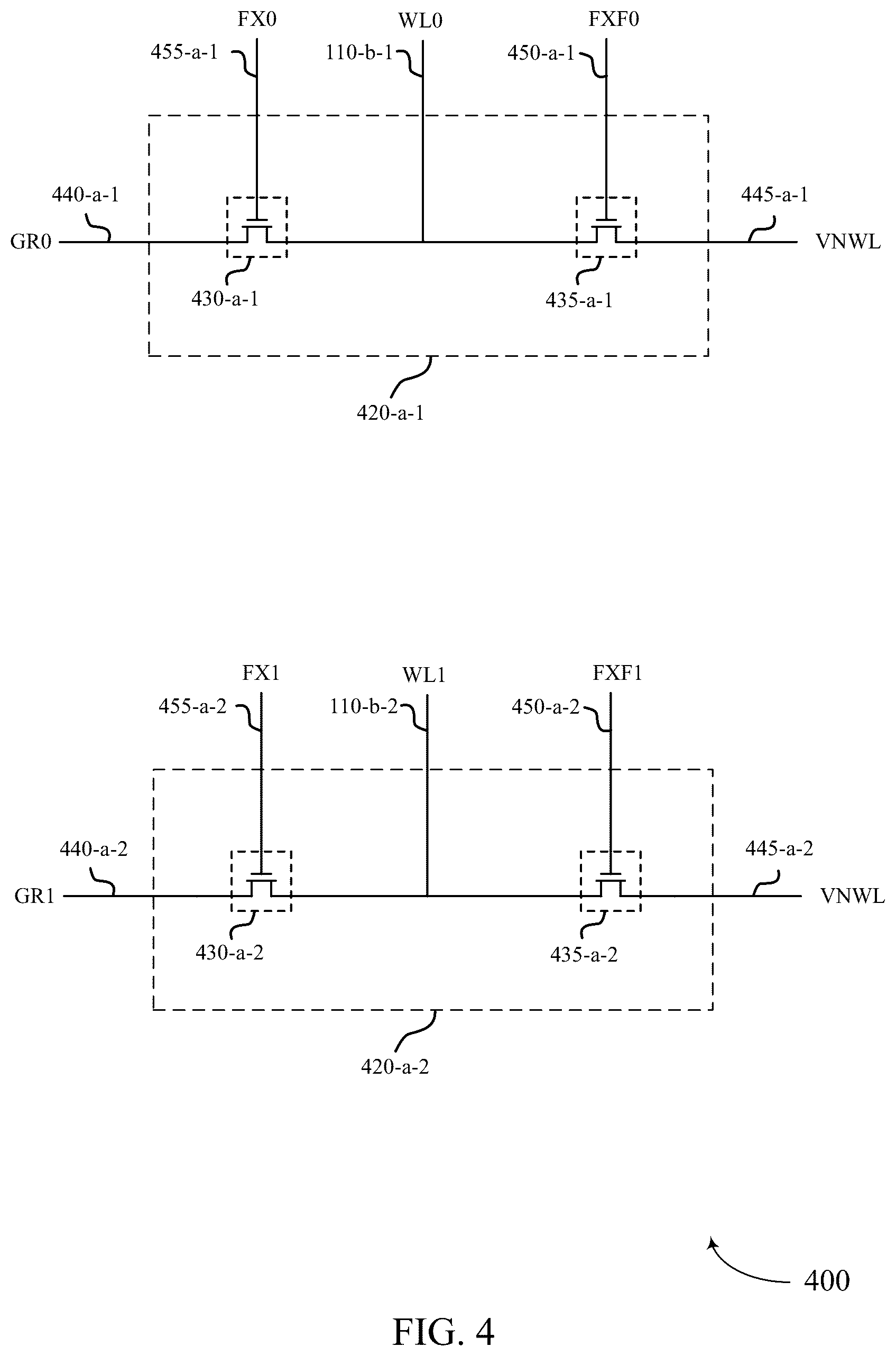 Patent US12308070 Figure 4 – Word line drivers for multiple-die memory devices