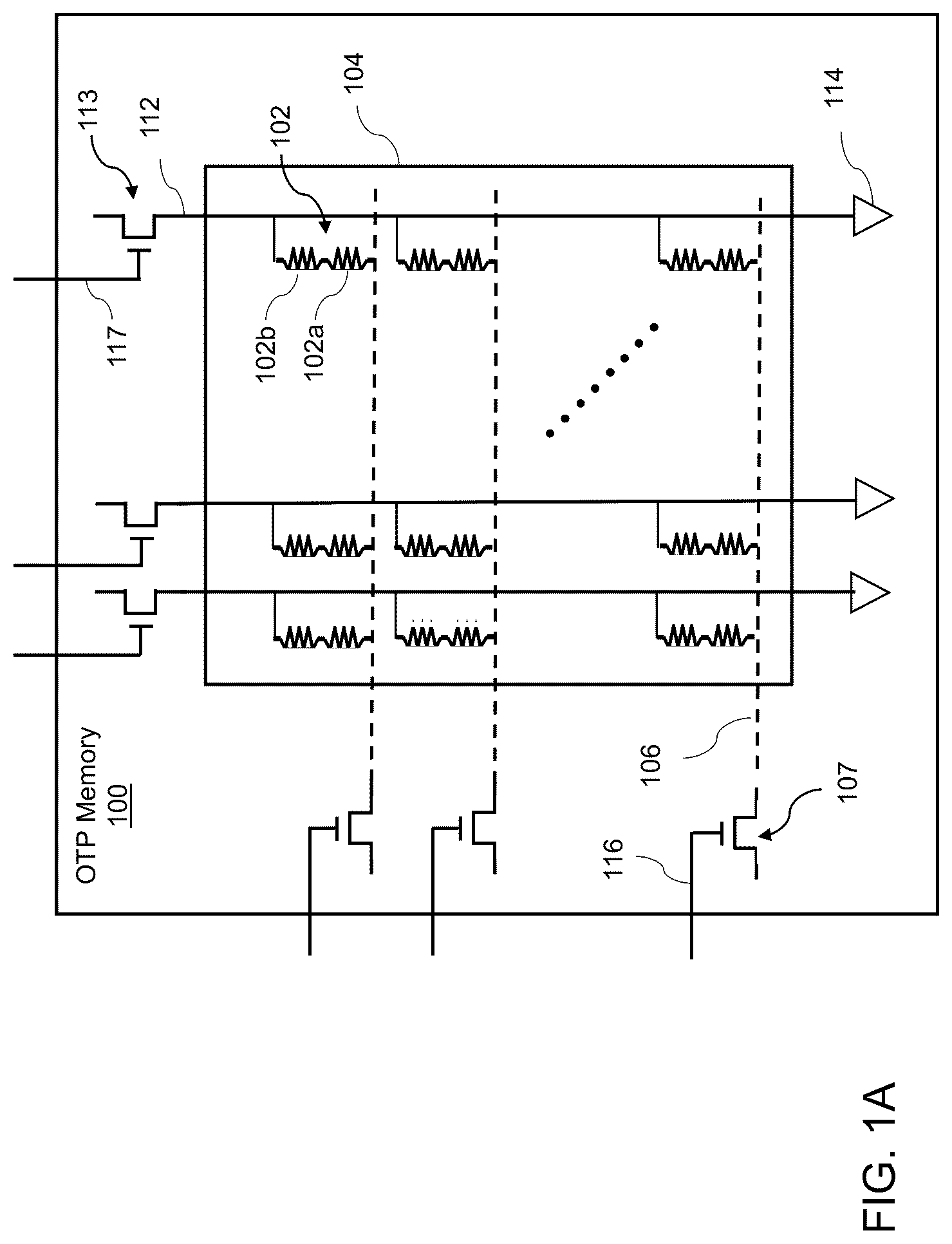 Patent US12308078 Figure 1 – One-time programmable (OTP) memory and method of operating the same