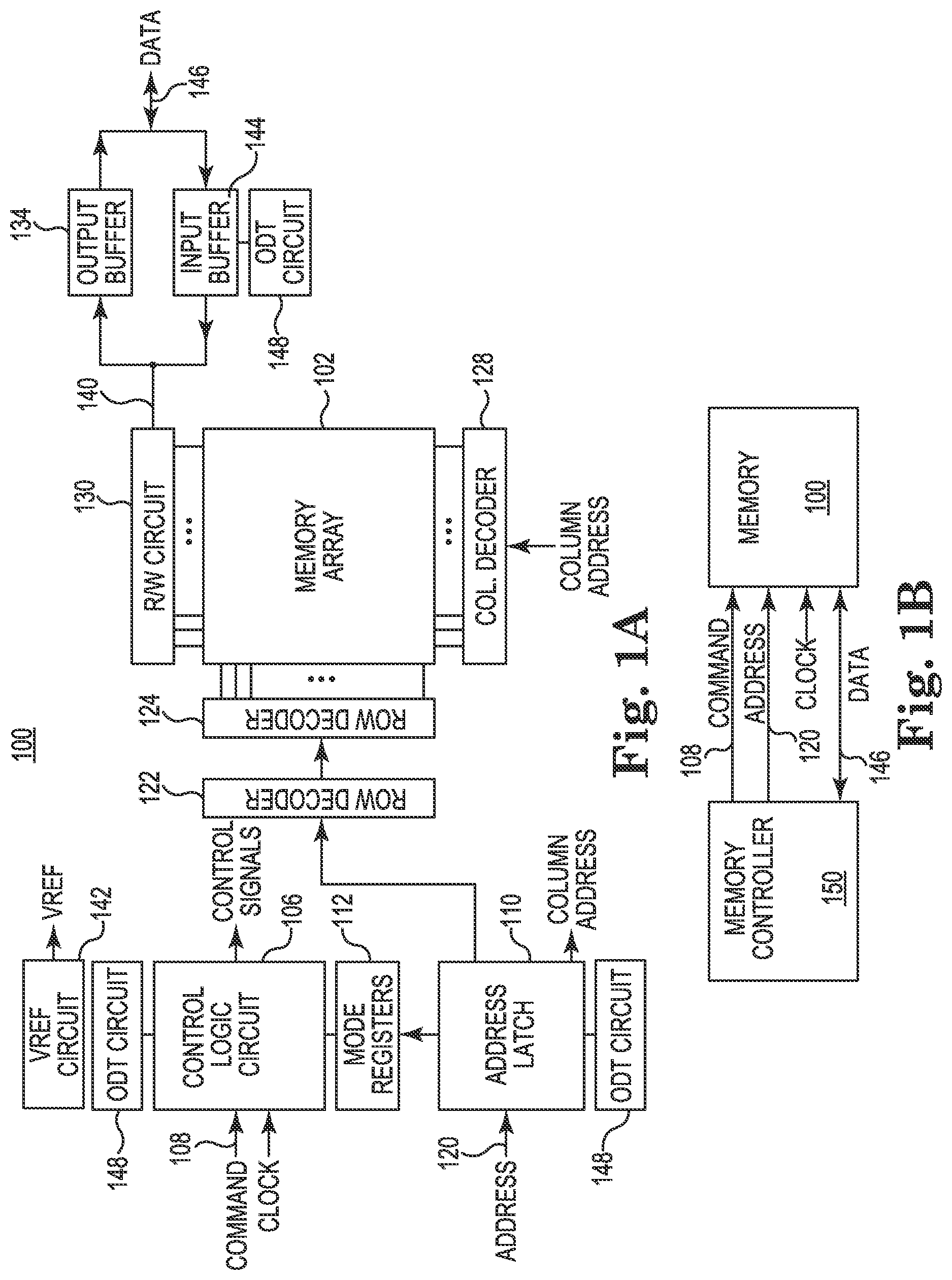 Patent US12308090 Figure 1 – Apparatuses and methods for storing and writing multiple parameter codes for memory operating parameters