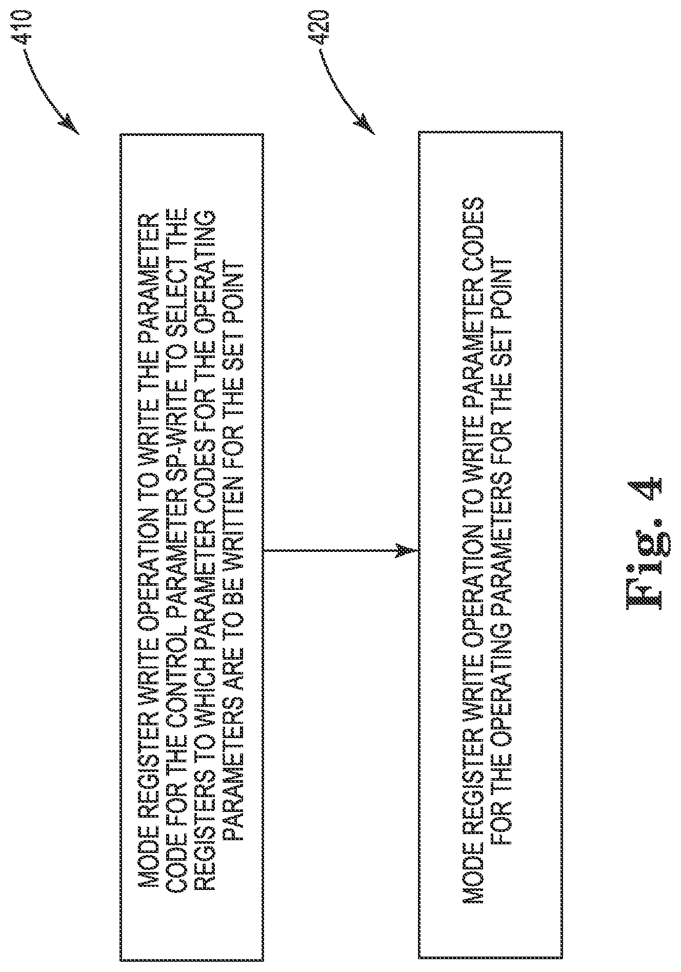 Patent US12308090 Figure 4 – Apparatuses and methods for storing and writing multiple parameter codes for memory operating parameters