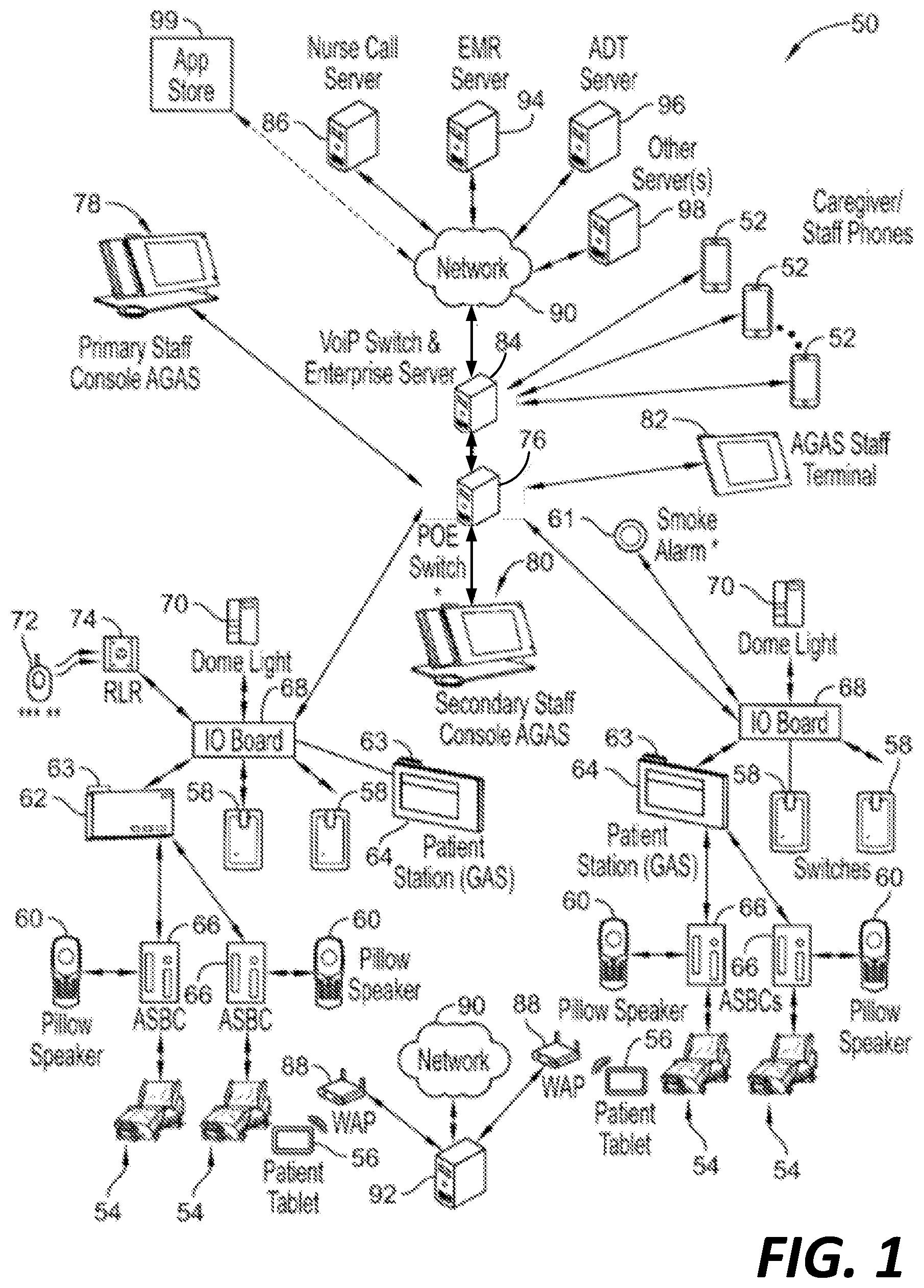 Patent US12308129 Figure 1 – Access to multiple caregiver information systems