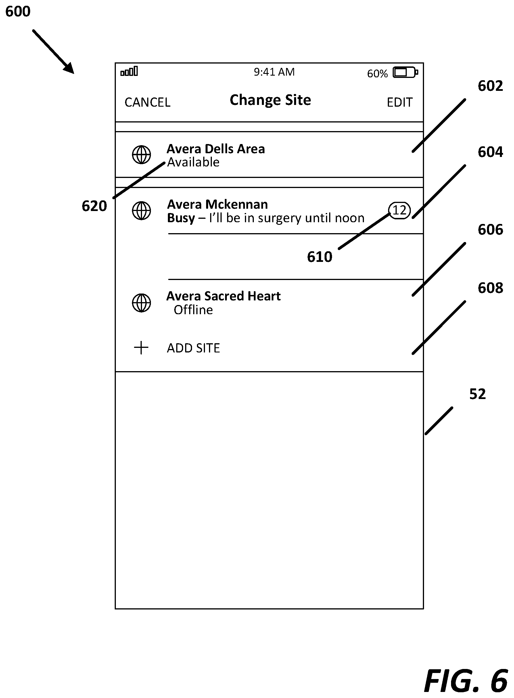 Patent US12308129 Figure 6 – Access to multiple caregiver information systems
