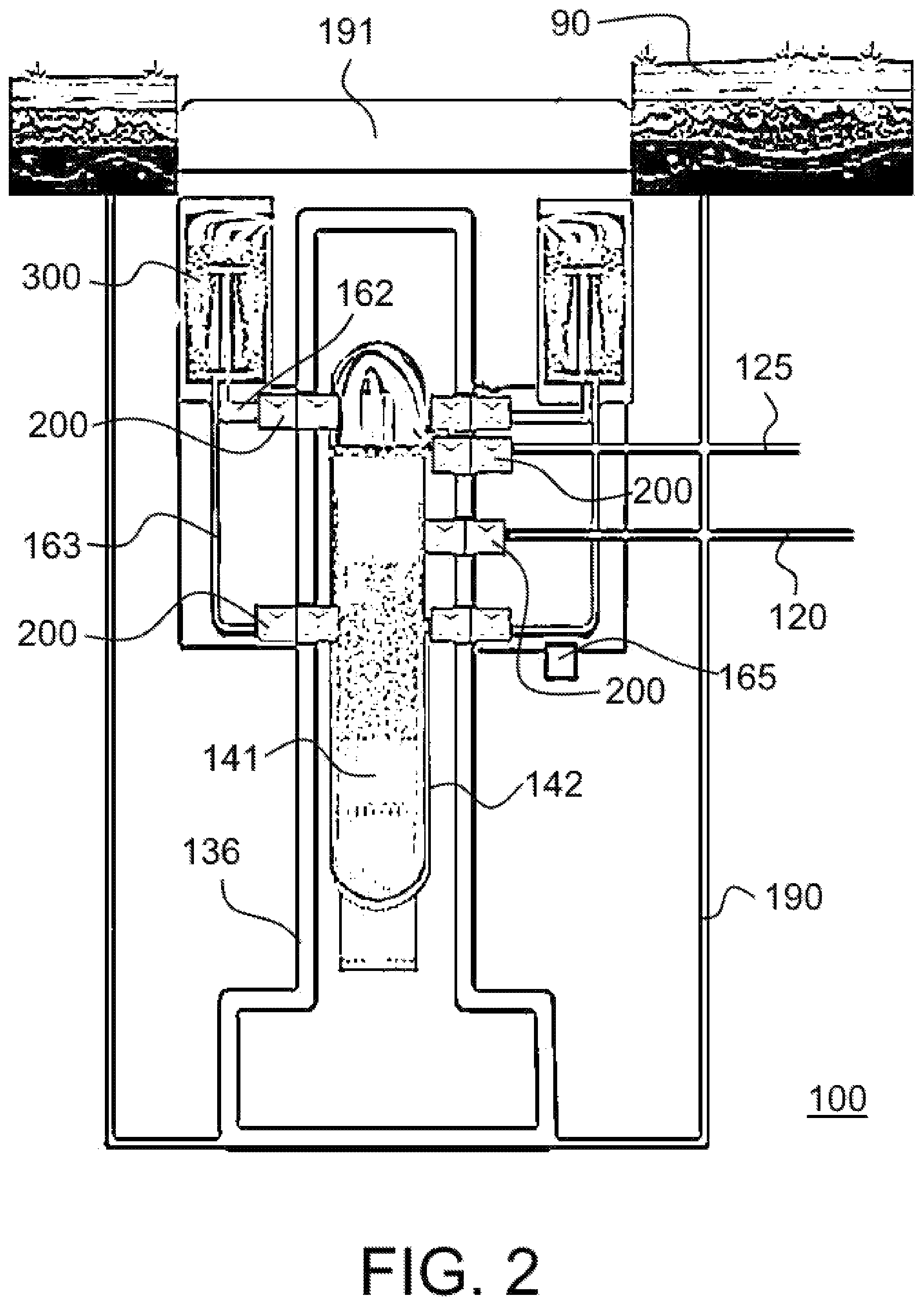 Patent US12308130 Figure 2 – Reactor condition controlled check valve permits coolant to flow from a reservoir to an isolation condenser chamber