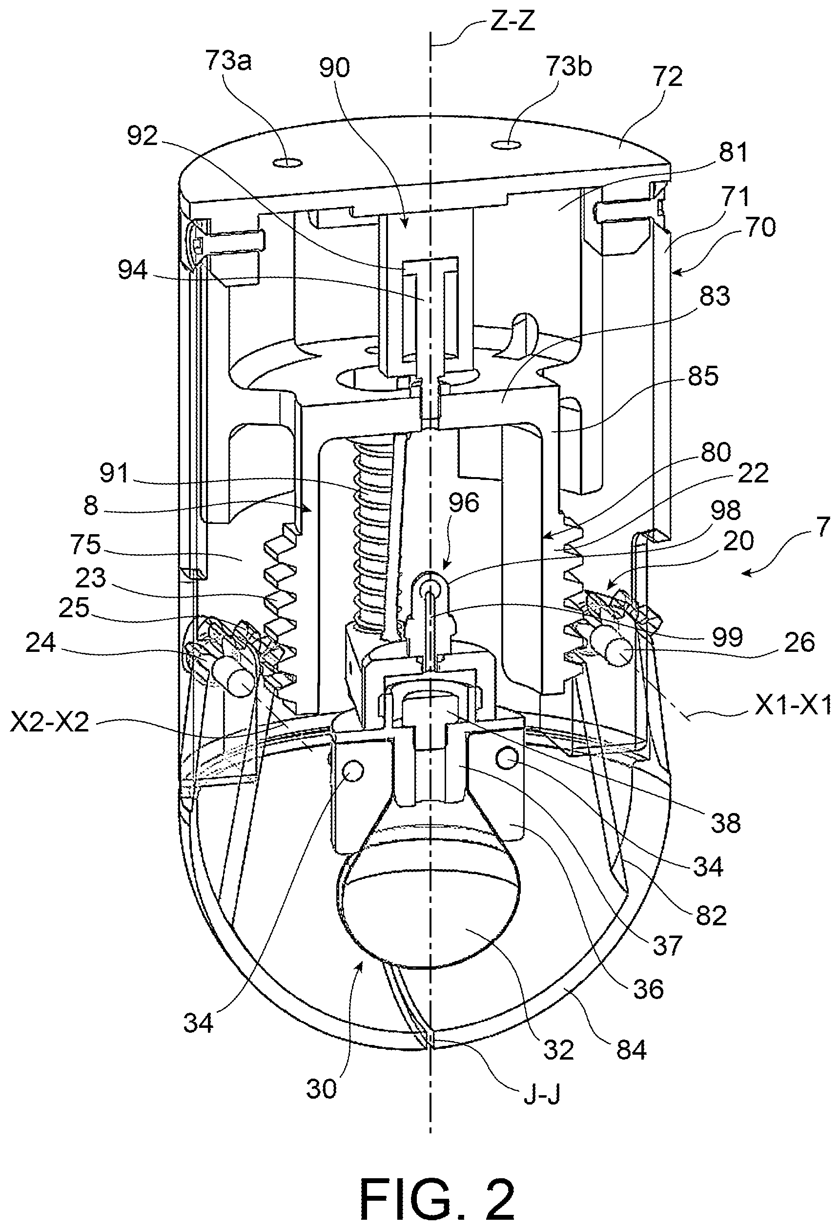 Patent US12308132 Figure 2 – Recovery tool for recovering a solid element, in particular a radioactive material, comprising a capture head and a cup
