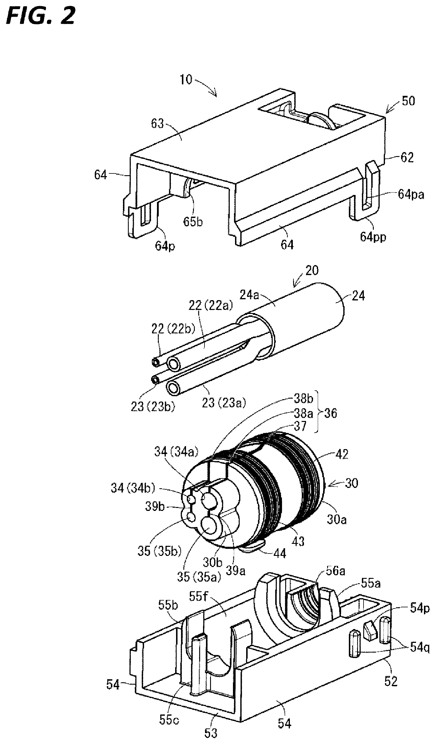 Patent US12308141 Figure 2 – Wiring module and elastic waterproofing member