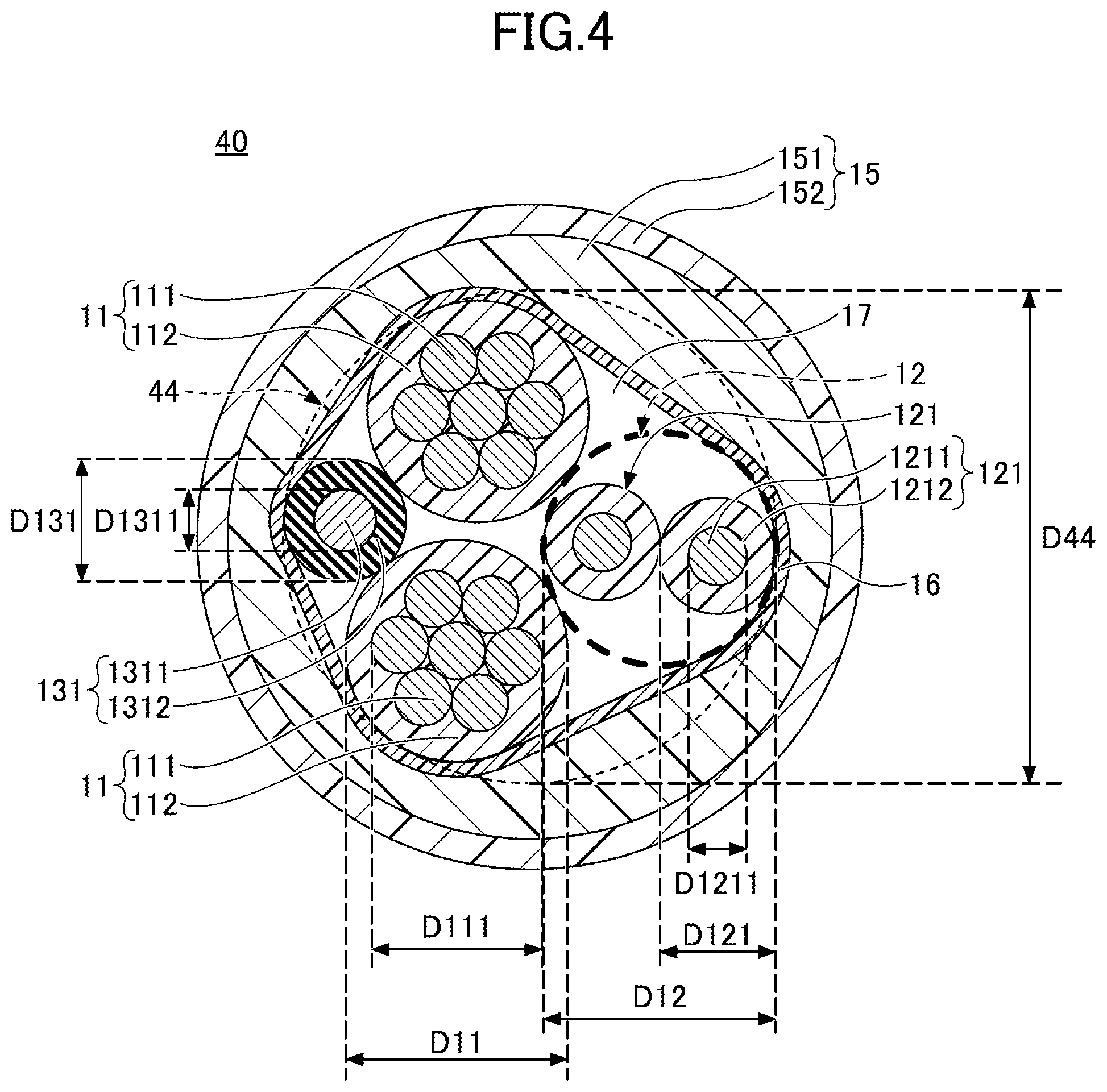 Patent US12308144 Figure 4 – Multi-core cable