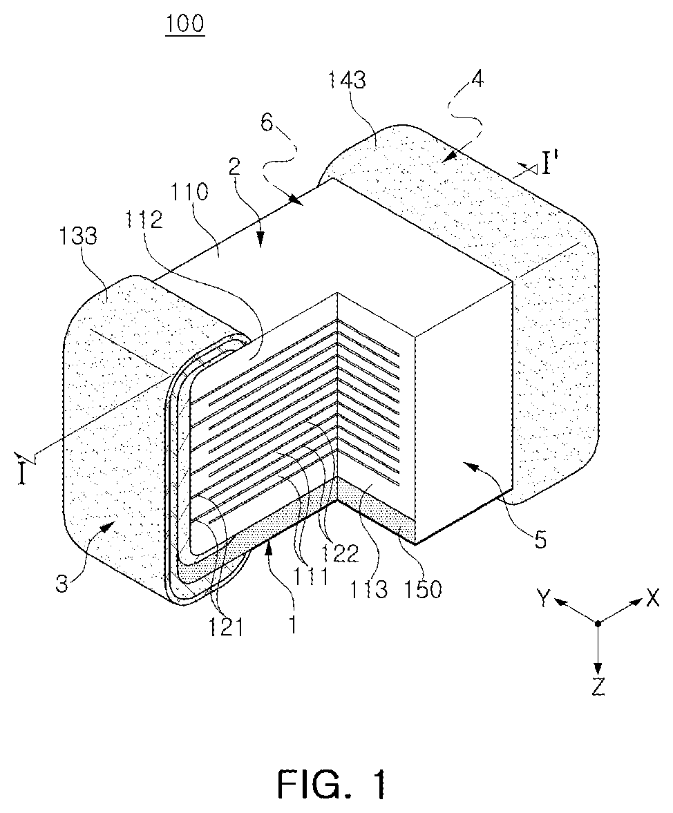 Patent US12308172 Figure 1 – Multilayer capacitor and board component having the same