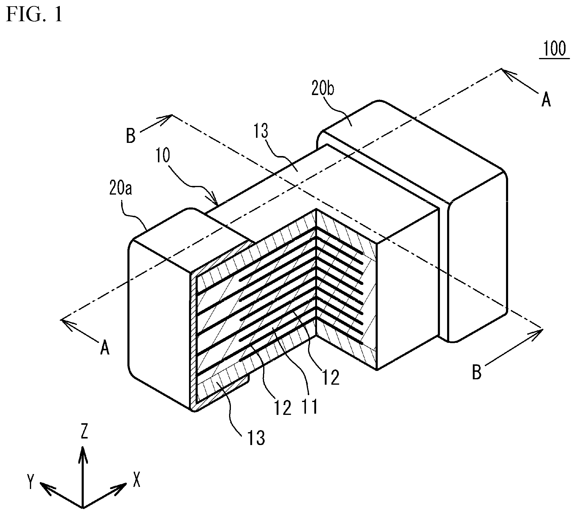 Patent US12308178 Figure 1 – Multilayer ceramic electronic device and manufacturing method of the same