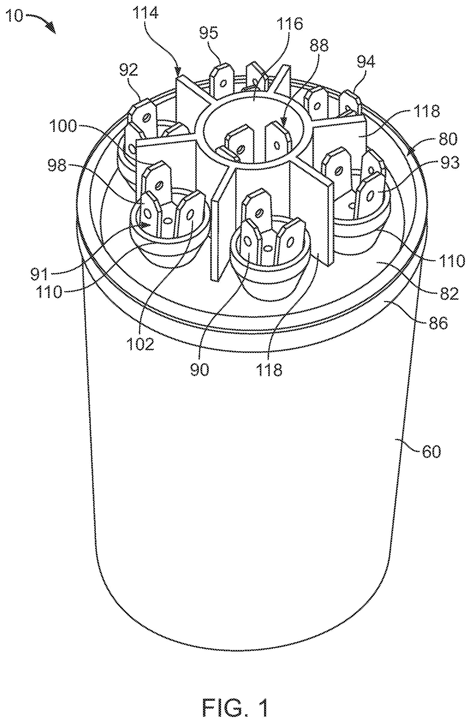 Patent US12308179 Figure 1 – Capacitor with multiple elements for multiple replacement applications