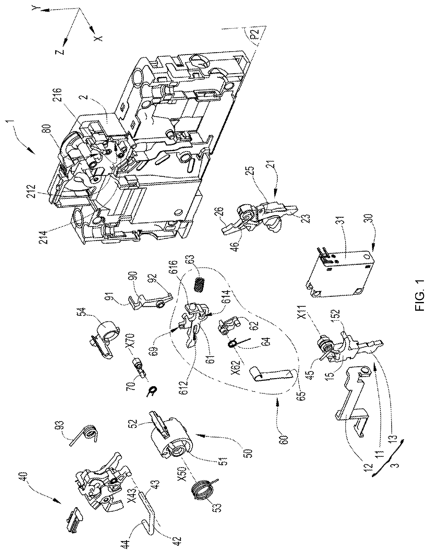 Patent US12308193 Figure 1 – Resetting RCD mechanism by the handle