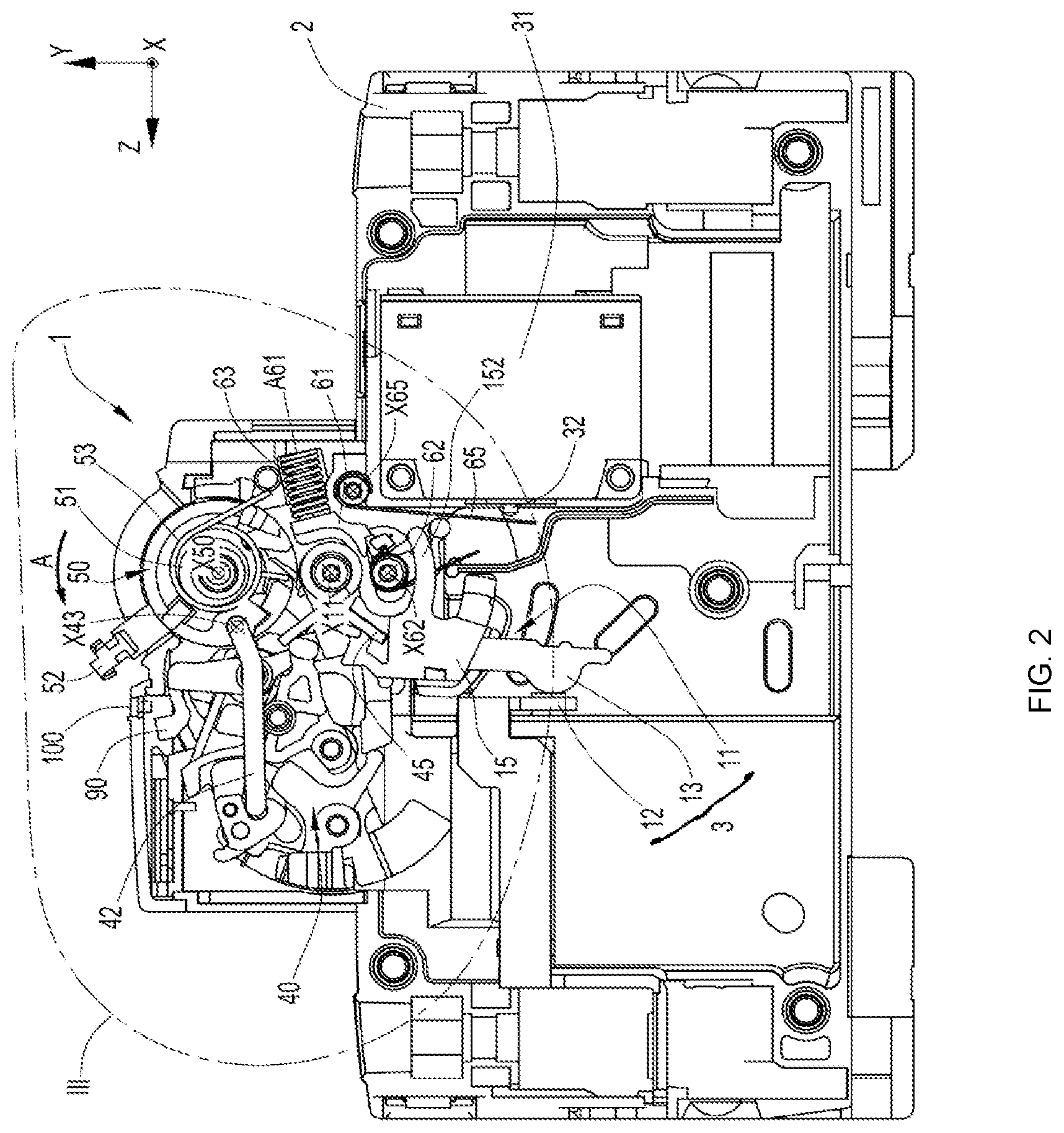 Patent US12308193 Figure 2 – Resetting RCD mechanism by the handle