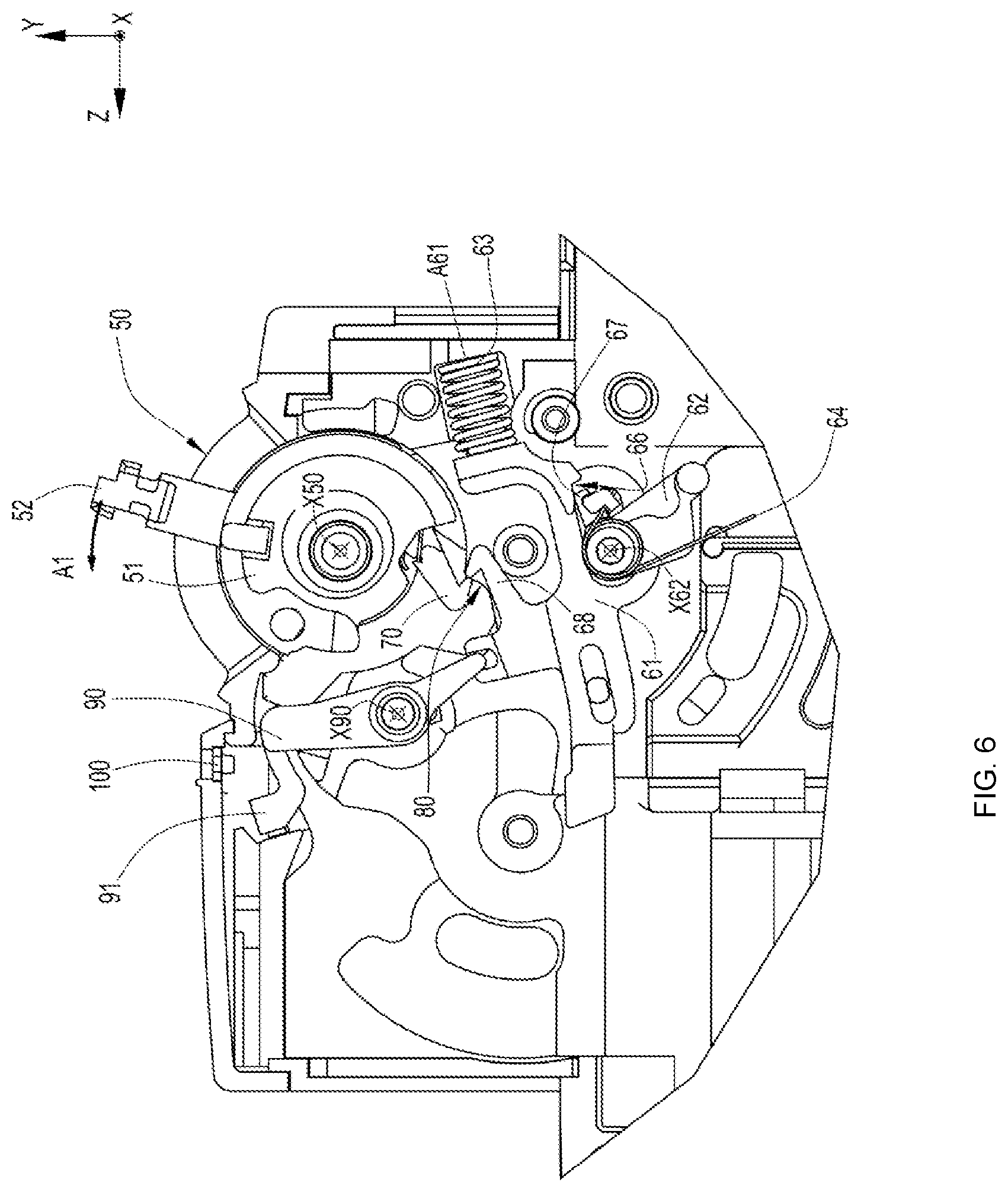 Patent US12308193 Figure 6 – Resetting RCD mechanism by the handle