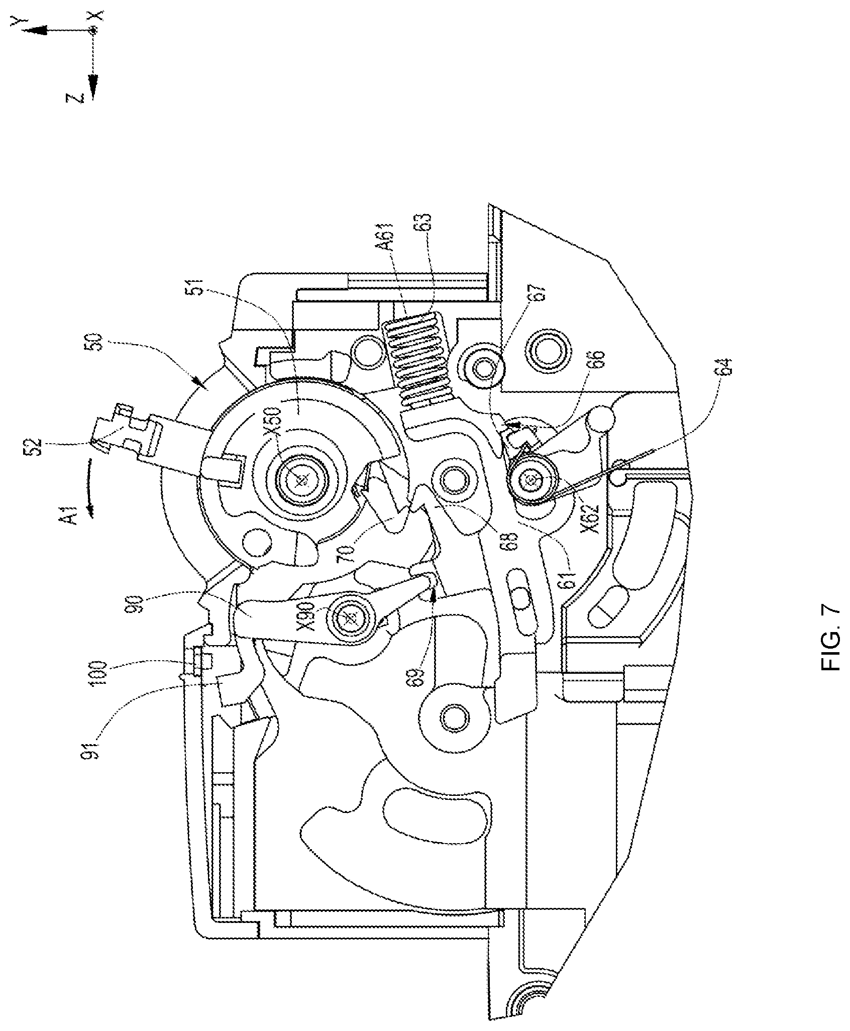Patent US12308193 Figure 7 – Resetting RCD mechanism by the handle