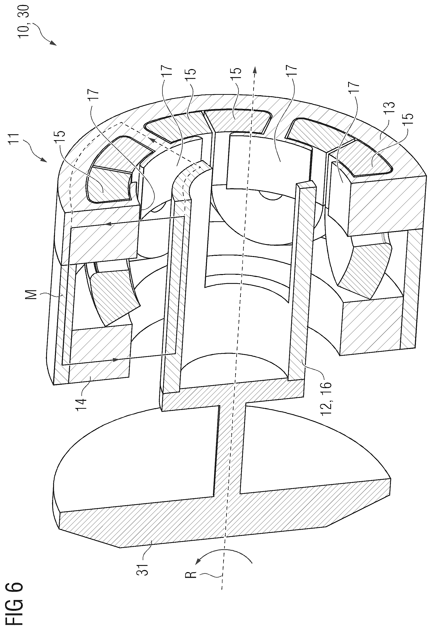 Patent US12308201 Figure 6 – Brushless drive system for a rotary anode arrangement of an x-ray tube