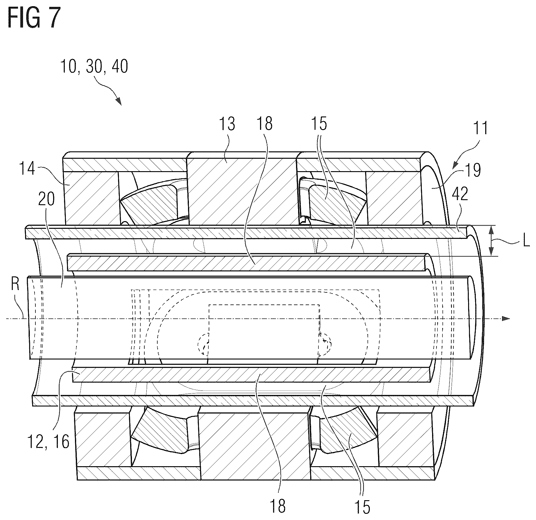 Patent US12308201 Figure 7 – Brushless drive system for a rotary anode arrangement of an x-ray tube