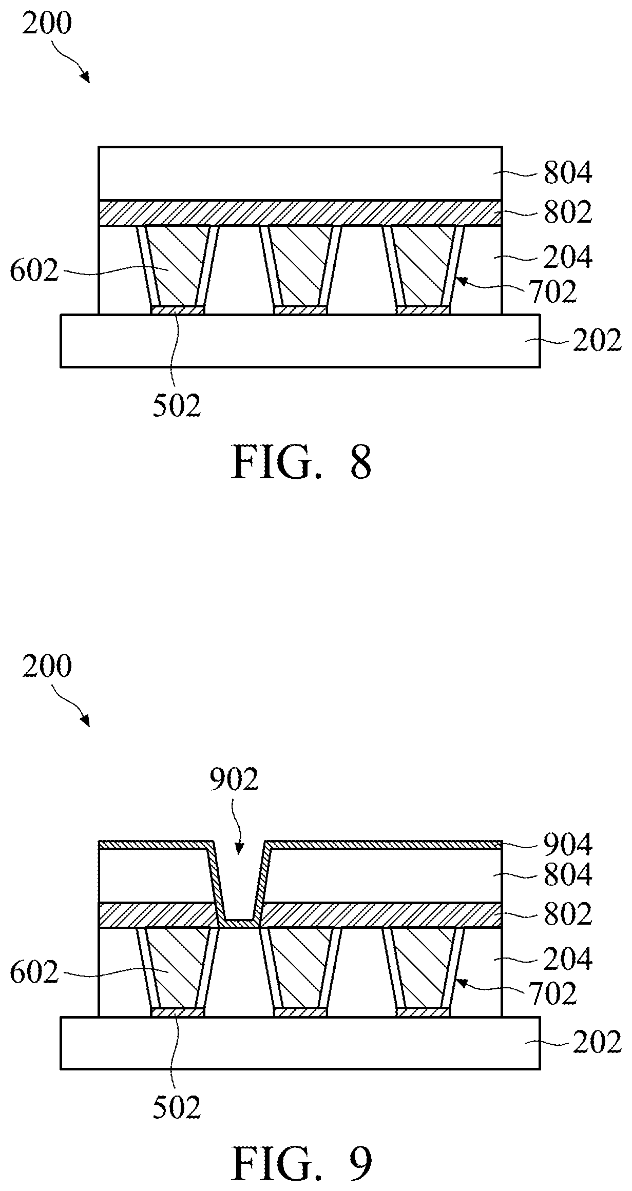 Patent US12308286 Figure 5 – Interconnect structures including air gaps