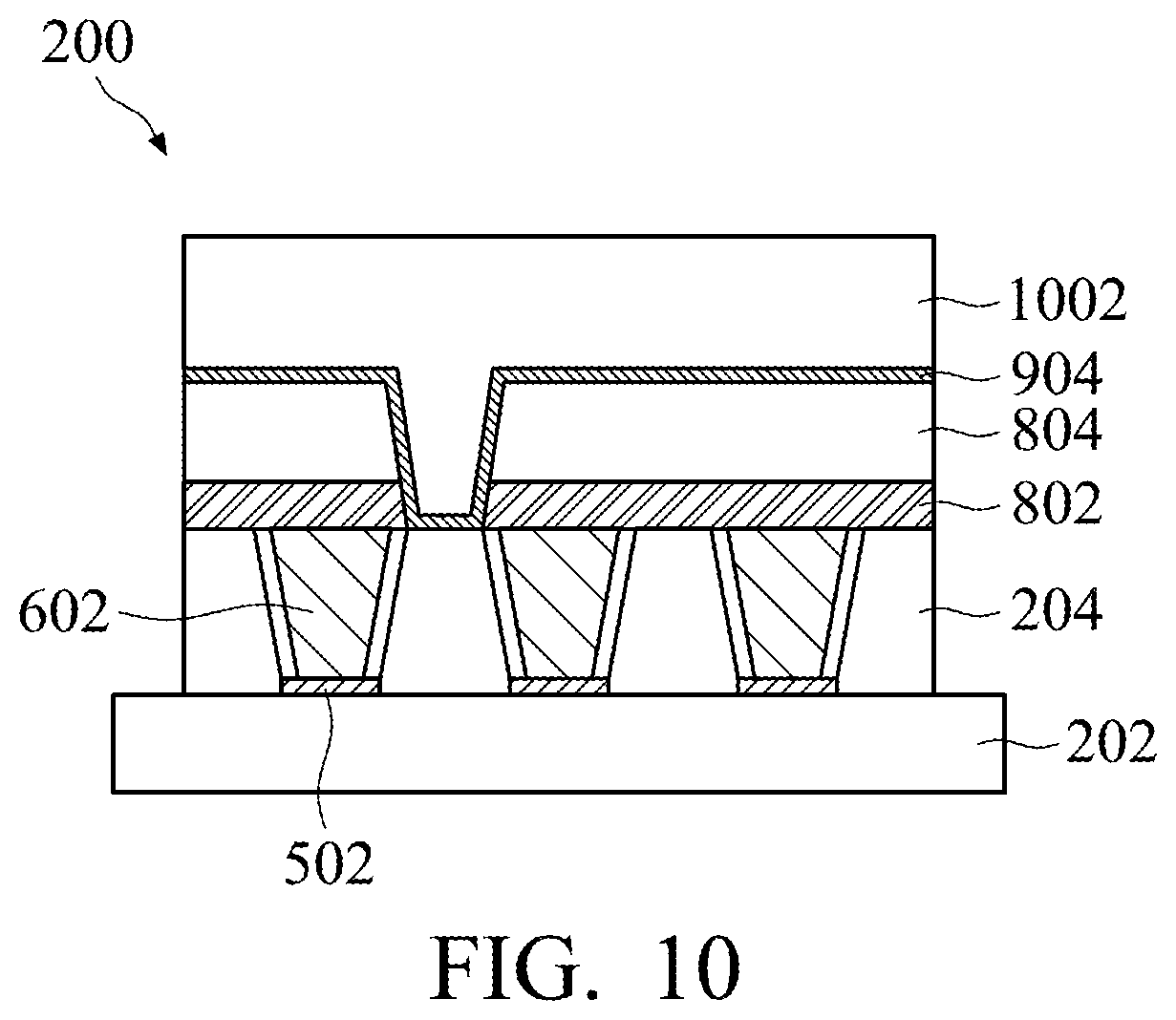 Patent US12308286 Figure 6 – Interconnect structures including air gaps
