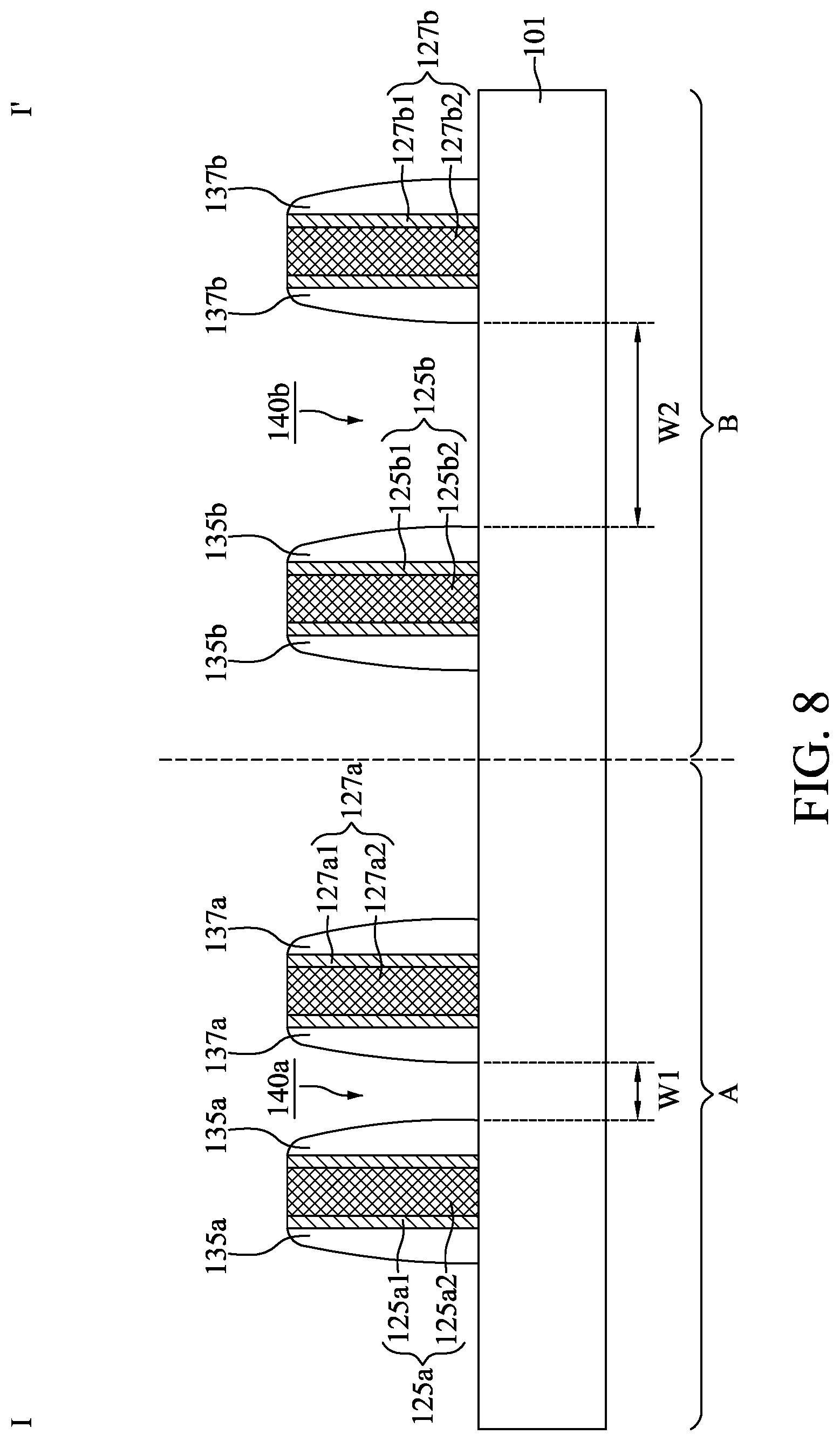 Patent US12308288 Figure 8 – Semiconductor device with composite conductive features and method for preparing the same
