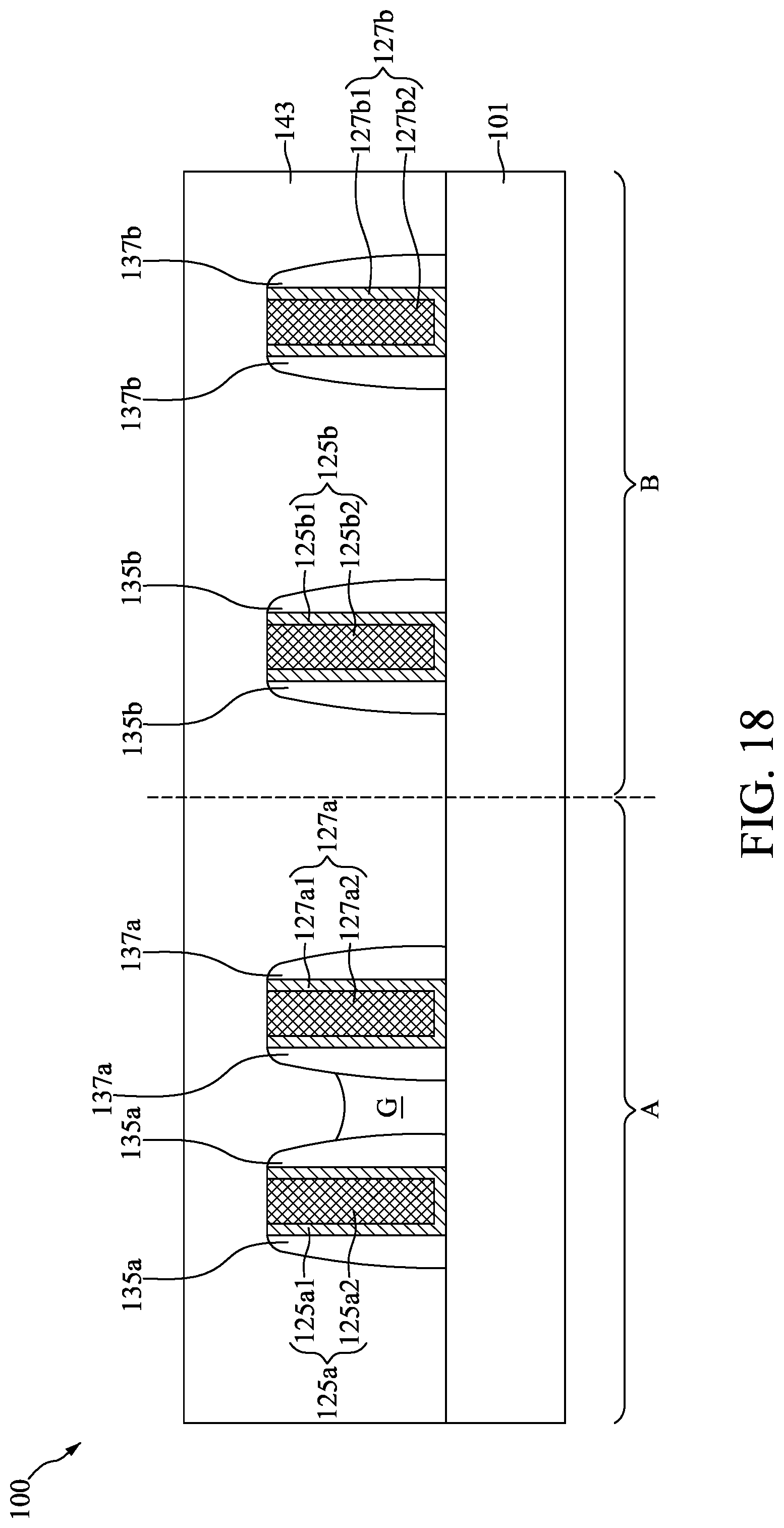 Patent US12308288 Figure 18 – Semiconductor device with composite conductive features and method for preparing the same