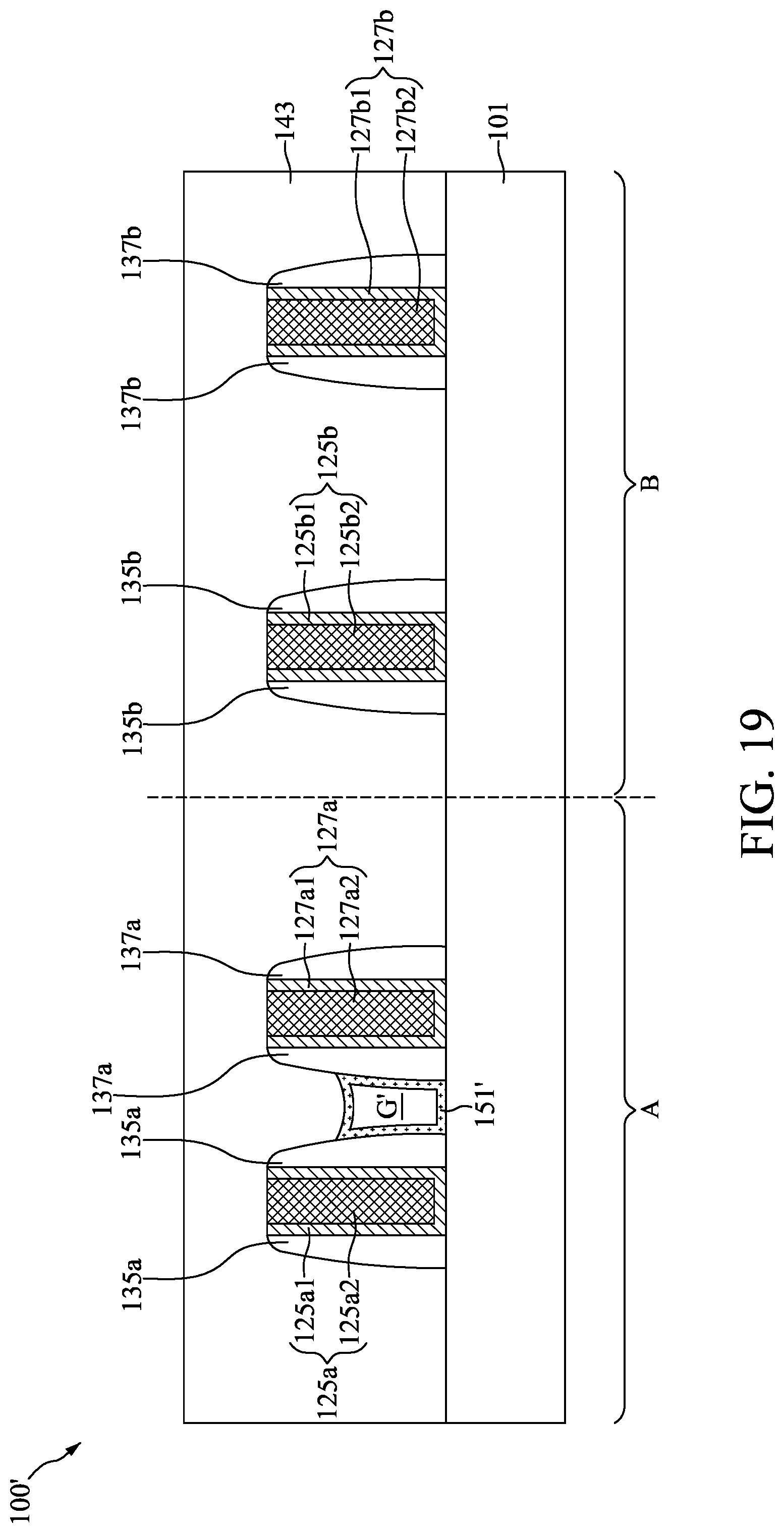 Patent US12308288 Figure 19 – Semiconductor device with composite conductive features and method for preparing the same