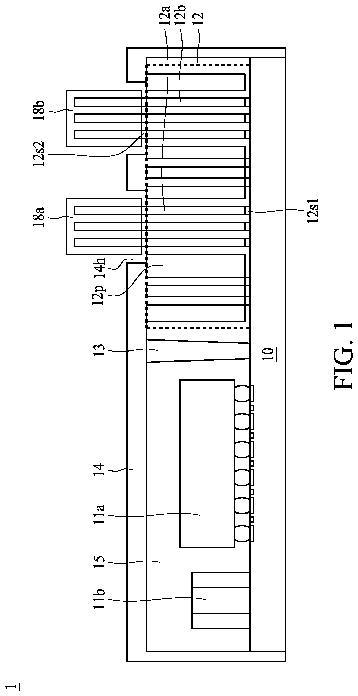 Patent US12308306 Figure 1 – Semiconductor device package and method of manufacturing the same