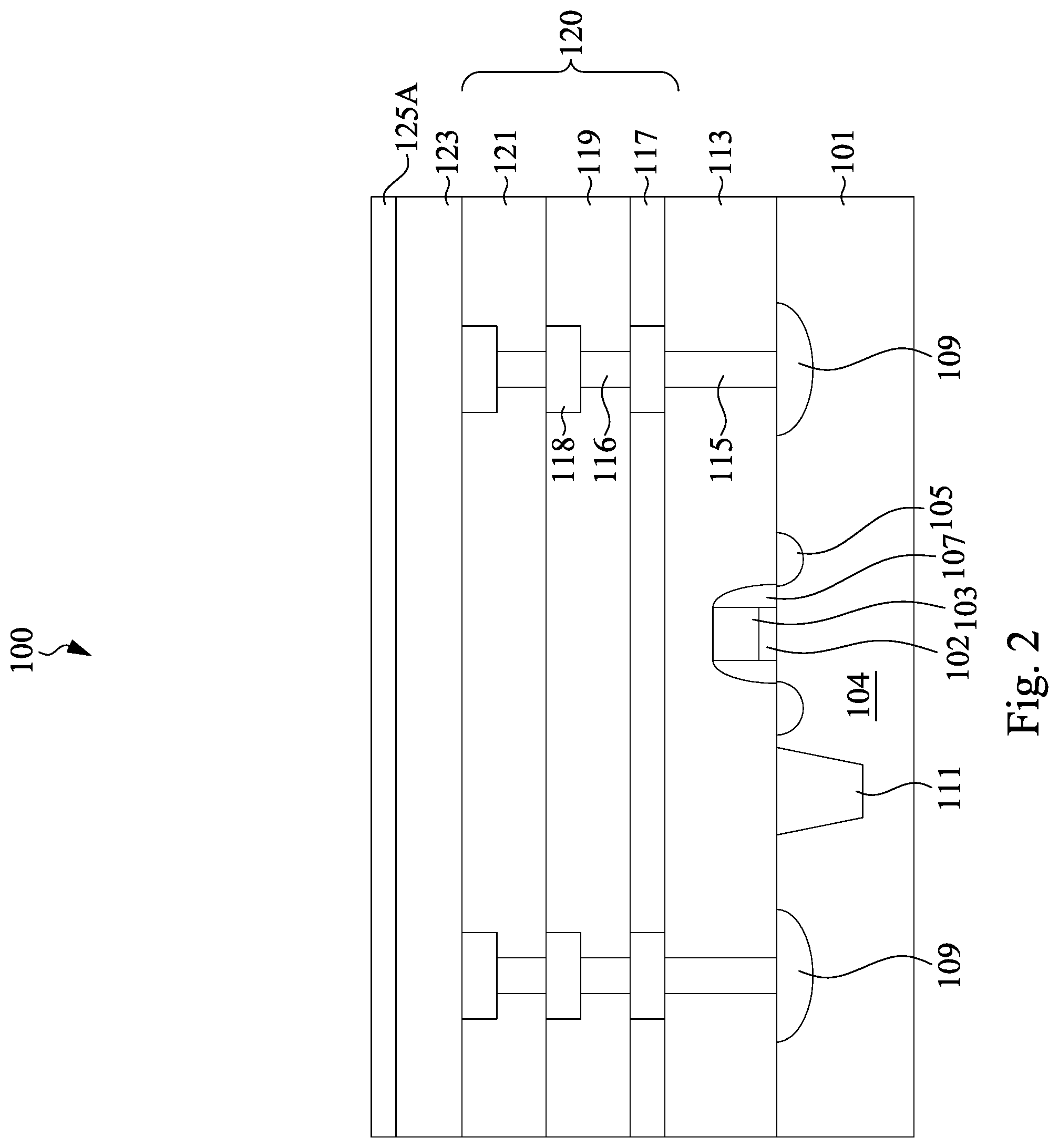 Patent US12308309 Figure 2 – Semiconductor device with integrated metal-insulator-metal capacitors