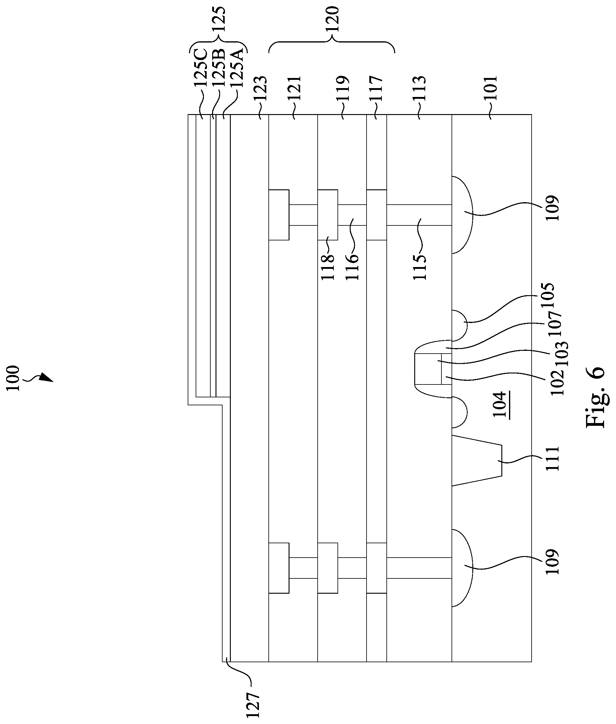 Patent US12308309 Figure 6 – Semiconductor device with integrated metal-insulator-metal capacitors