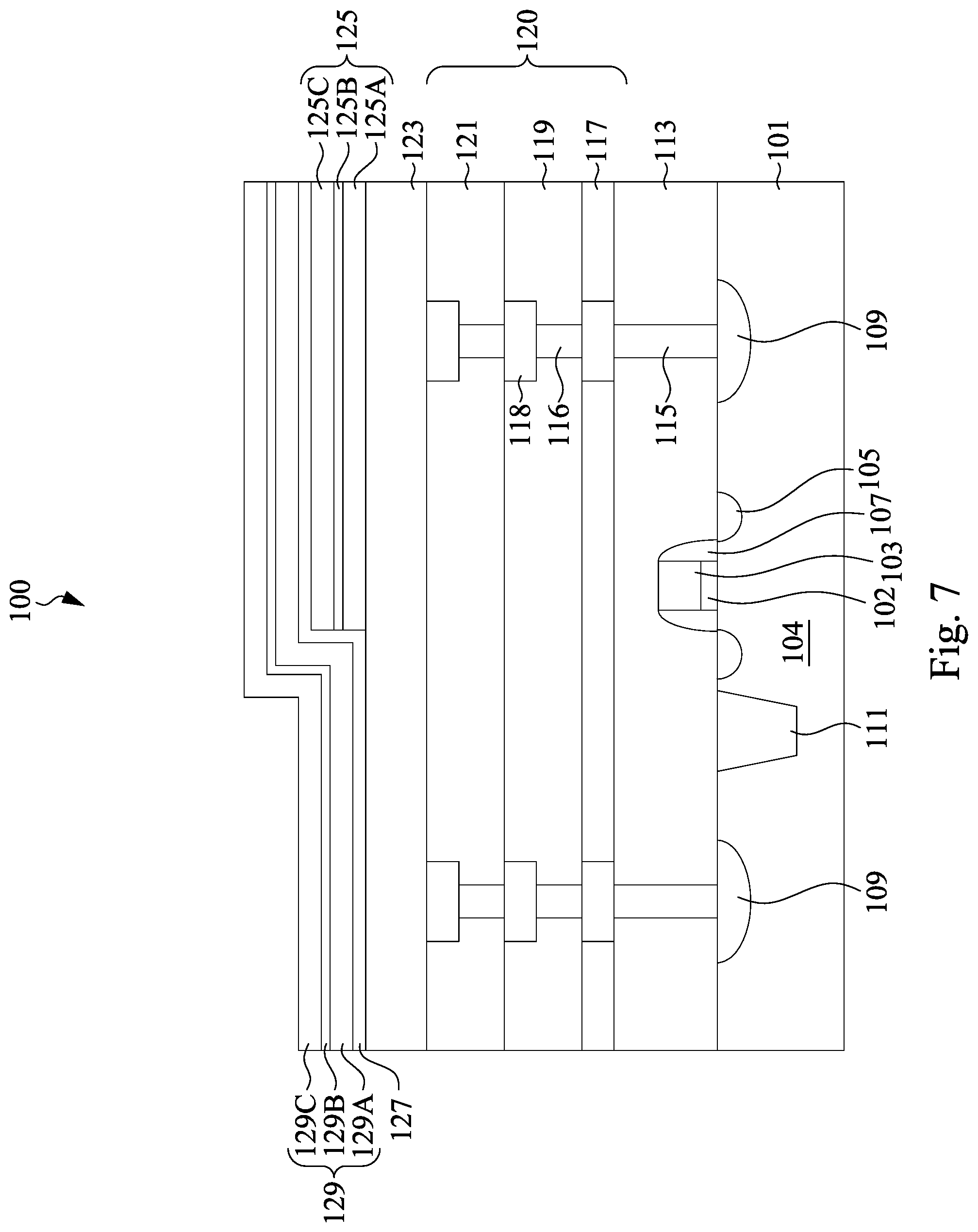 Patent US12308309 Figure 7 – Semiconductor device with integrated metal-insulator-metal capacitors