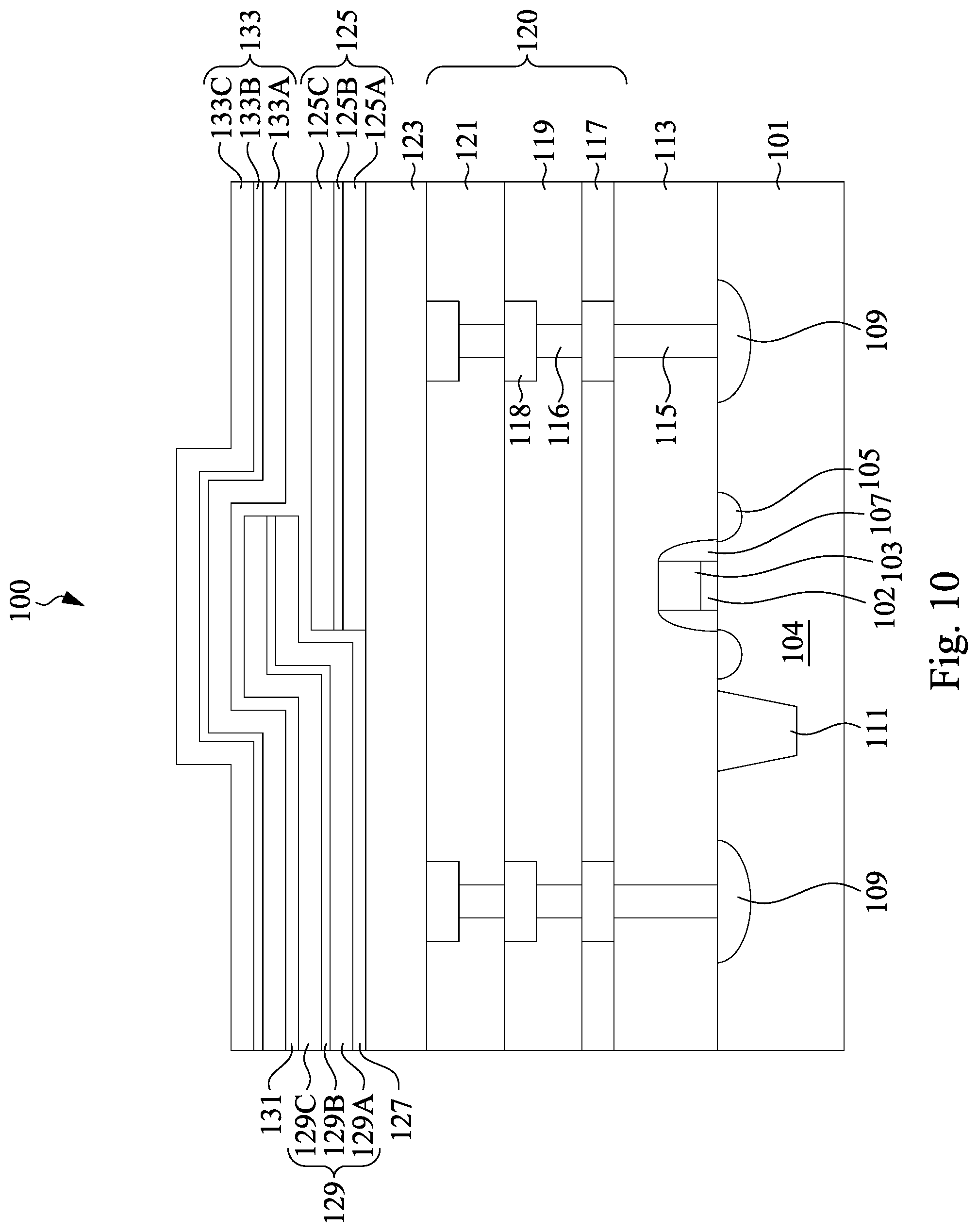 Patent US12308309 Figure 10 – Semiconductor device with integrated metal-insulator-metal capacitors