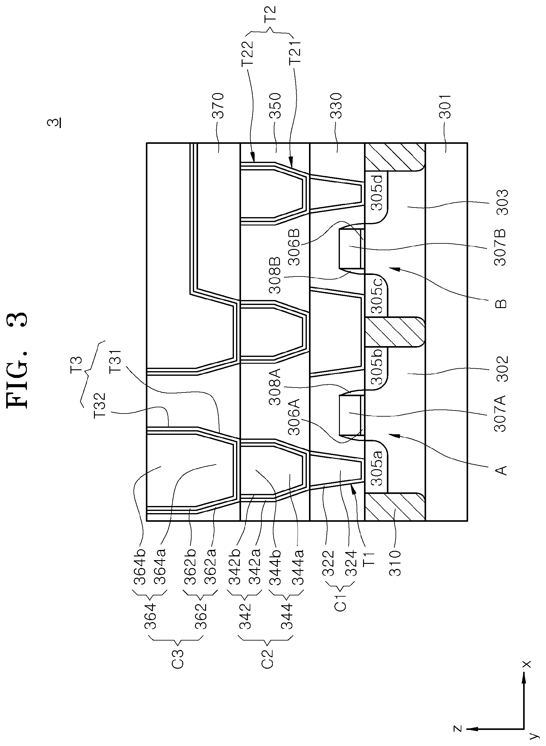 Patent US12308311 Figure 3 – Semiconductor device including interconnection structure including MXene and method of manufacturing the same