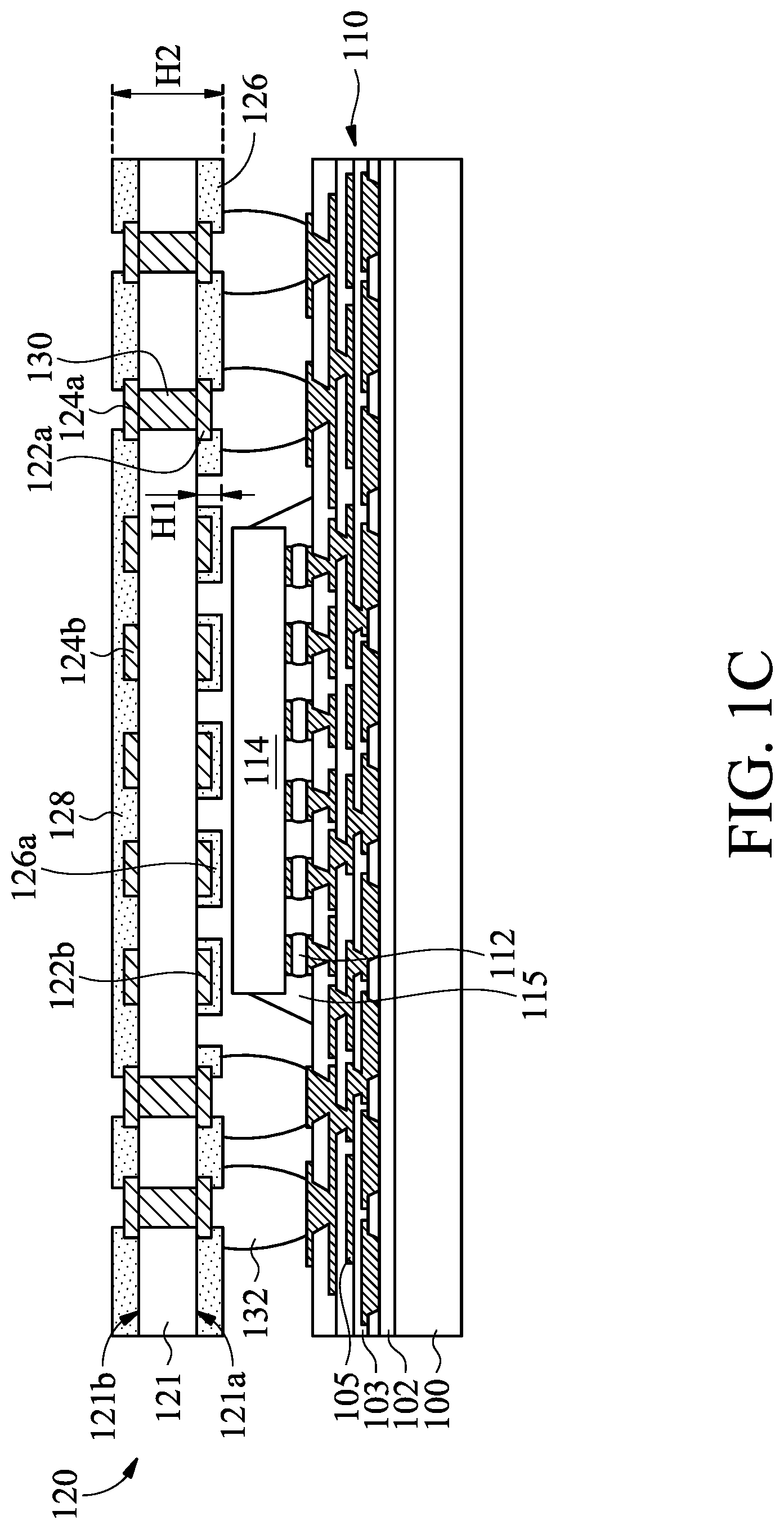 Patent US12308313 Figure 2 – Semiconductor package with improved interposer structure
