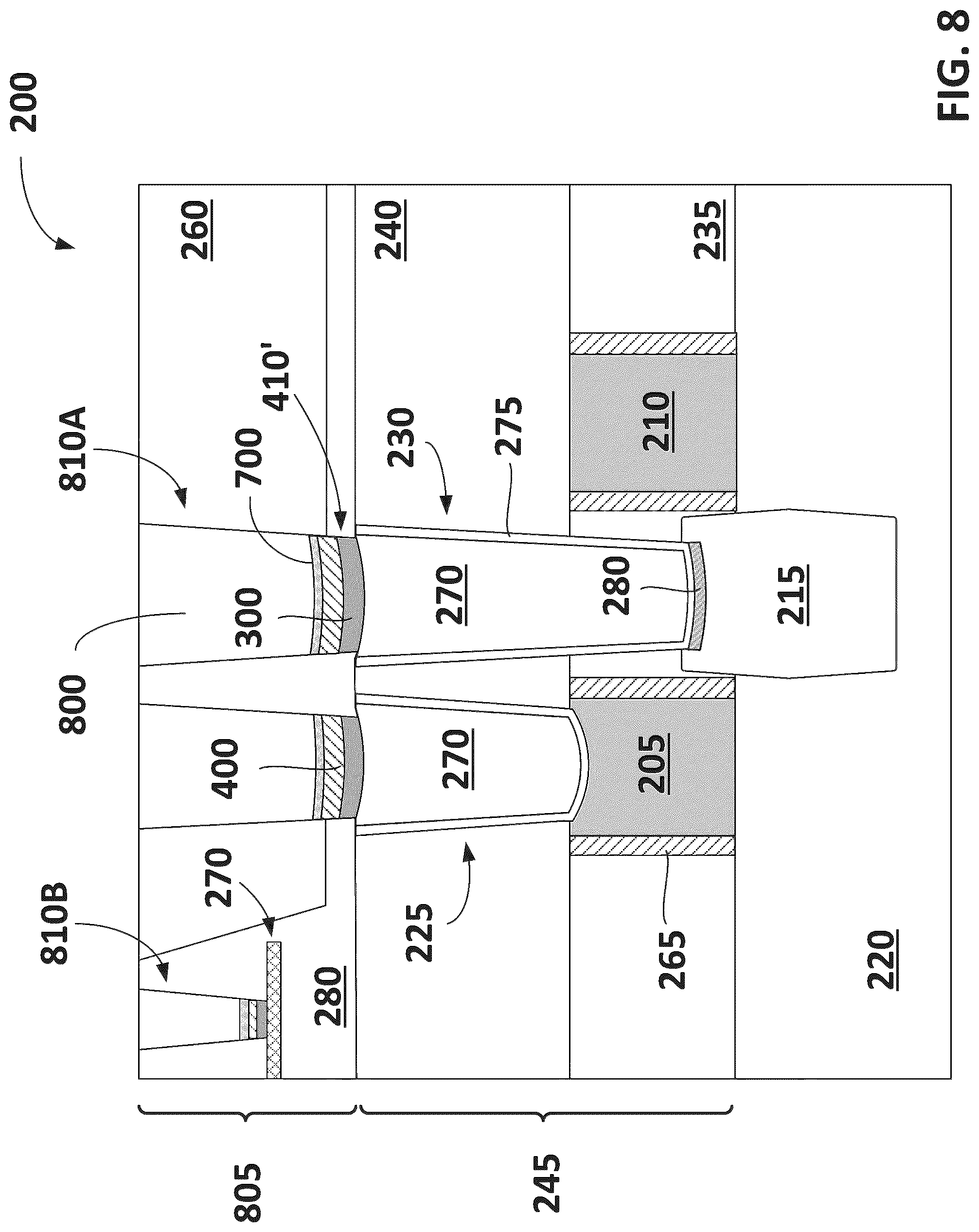 Patent US12308314 Figure 8 – Metal loss prevention in conductive structures