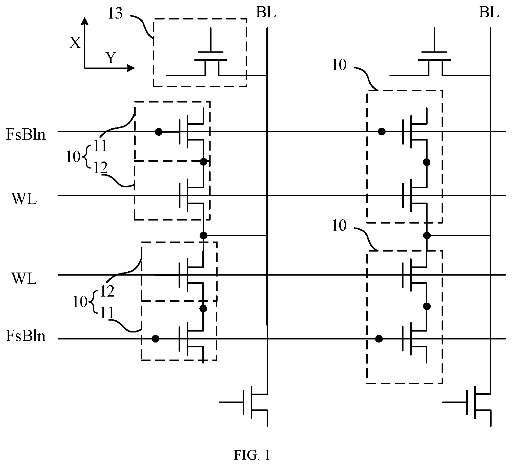 Patent US12308316 Figure 1 – Anti-fuse storage layout and circuit thereof, and anti-fuse memory and design method thereof