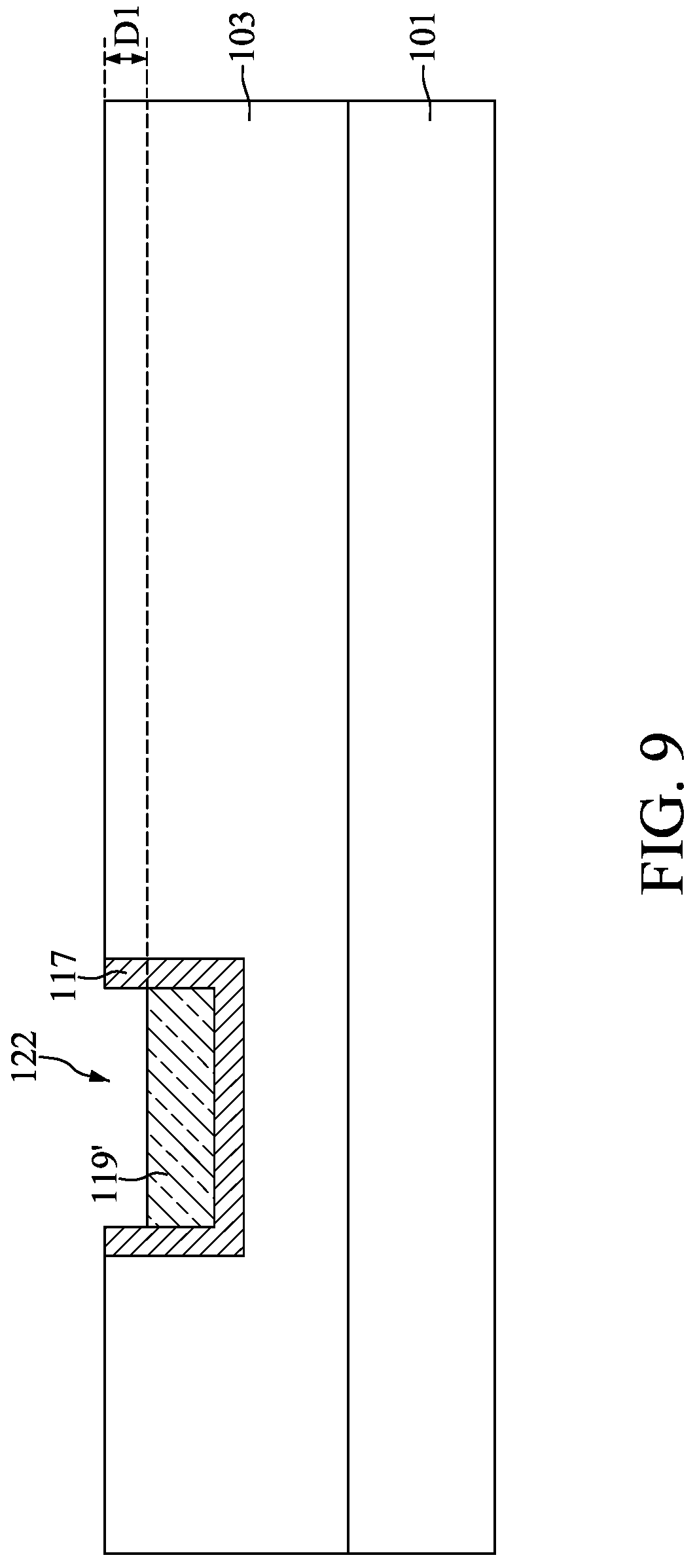 Patent US12308318 Figure 9 – Semiconductor device structure with barrier portion