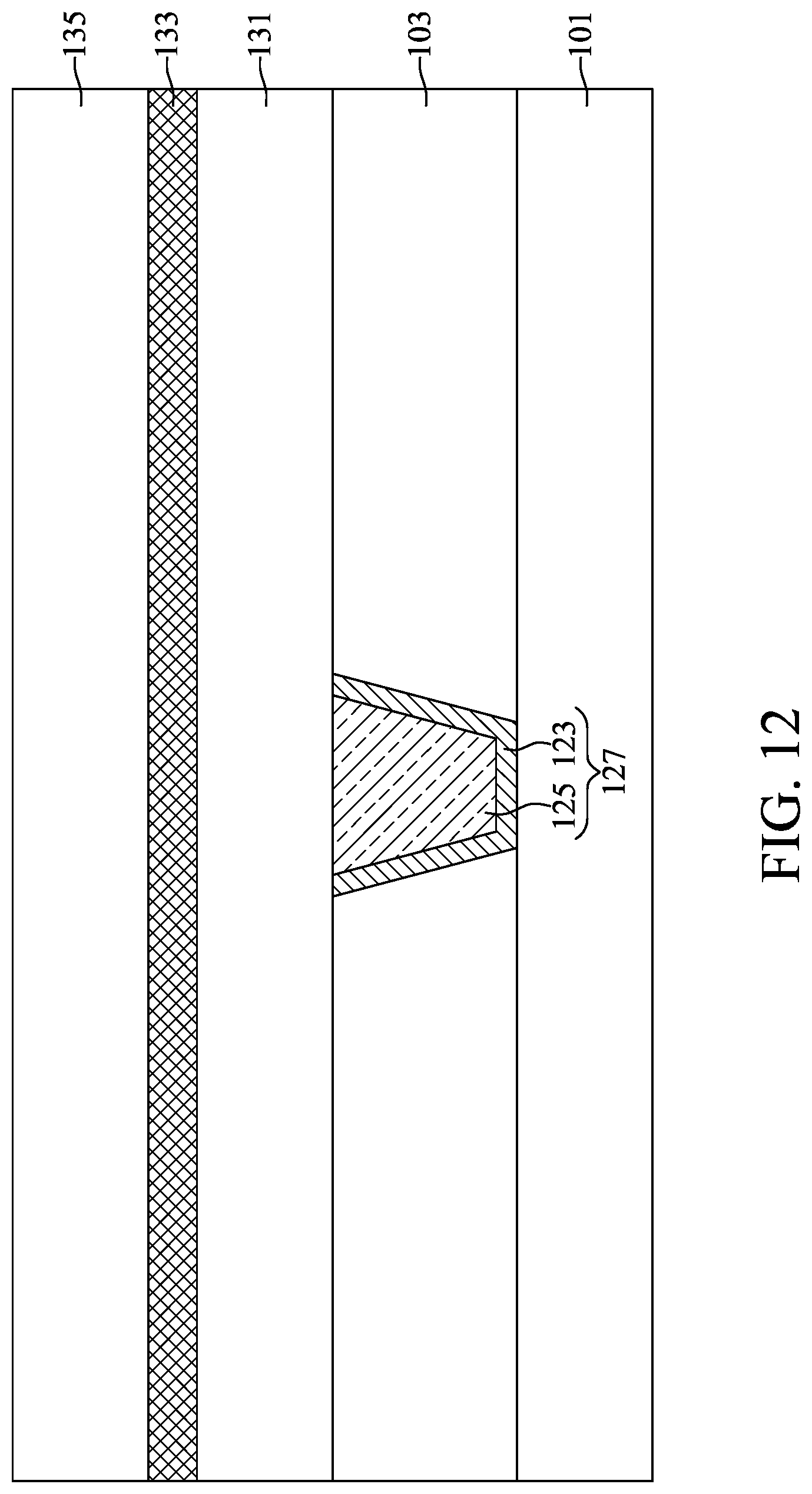 Patent US12308319 Figure 12 – Semiconductor device structure with fluorine-catching layer