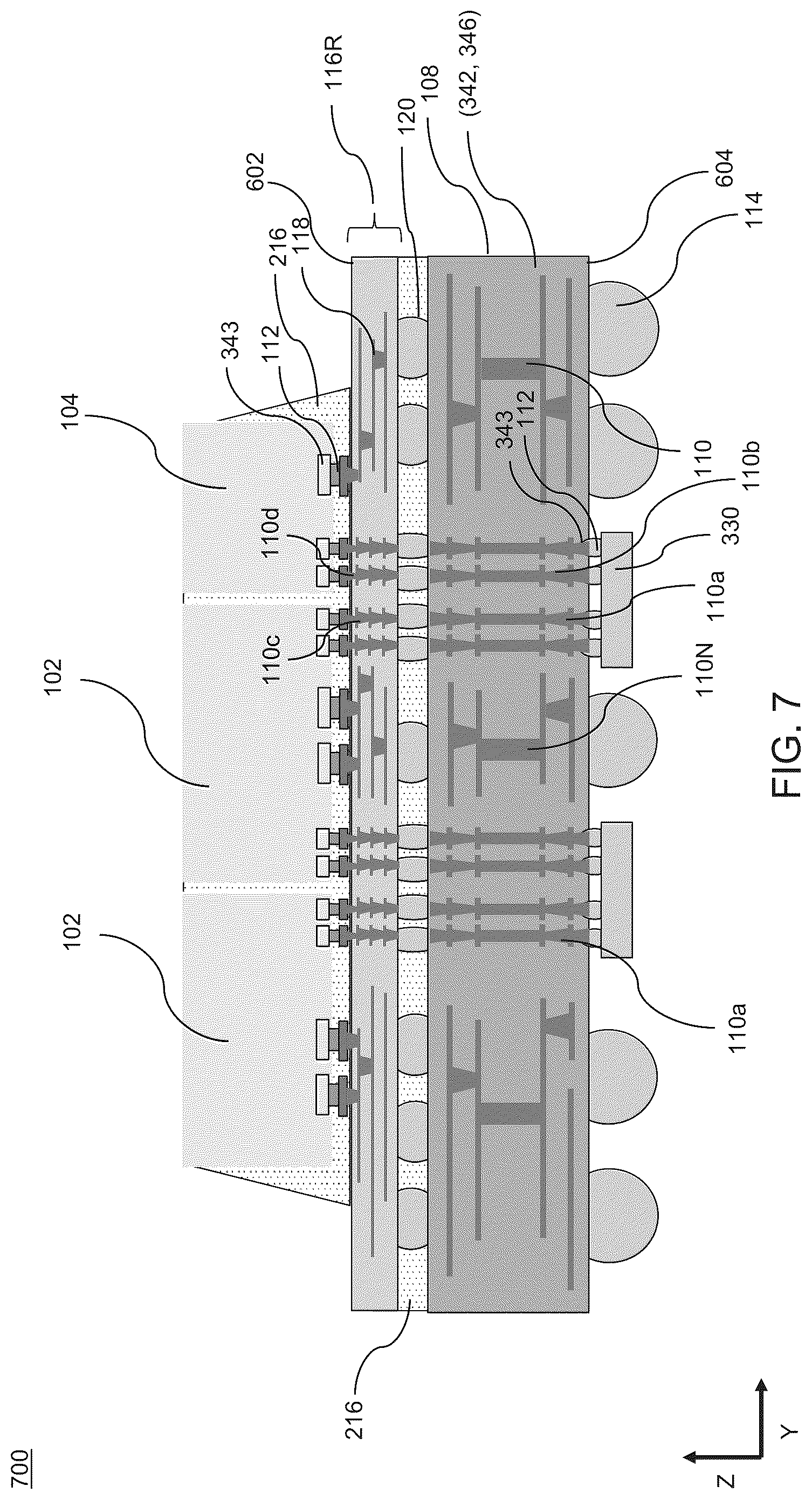 Patent US12308321 Figure 9 – Structures to increase substrate routing density and methods of forming the same