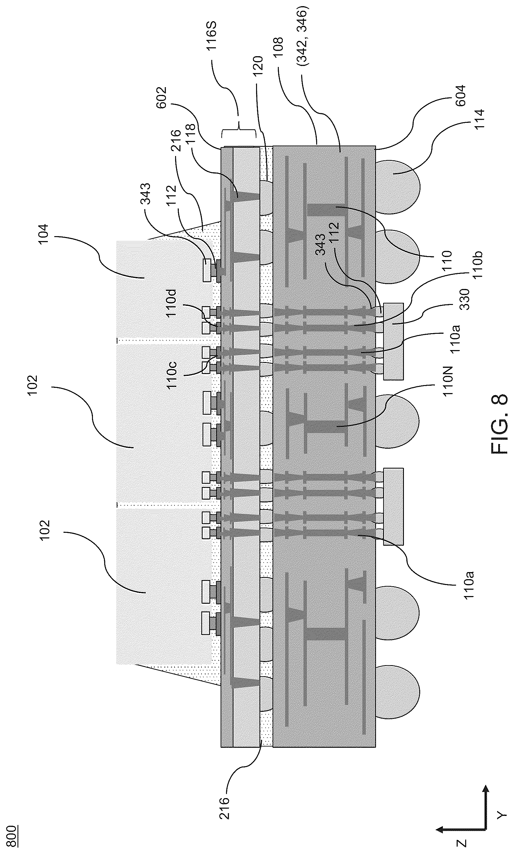 Patent US12308321 Figure 10 – Structures to increase substrate routing density and methods of forming the same