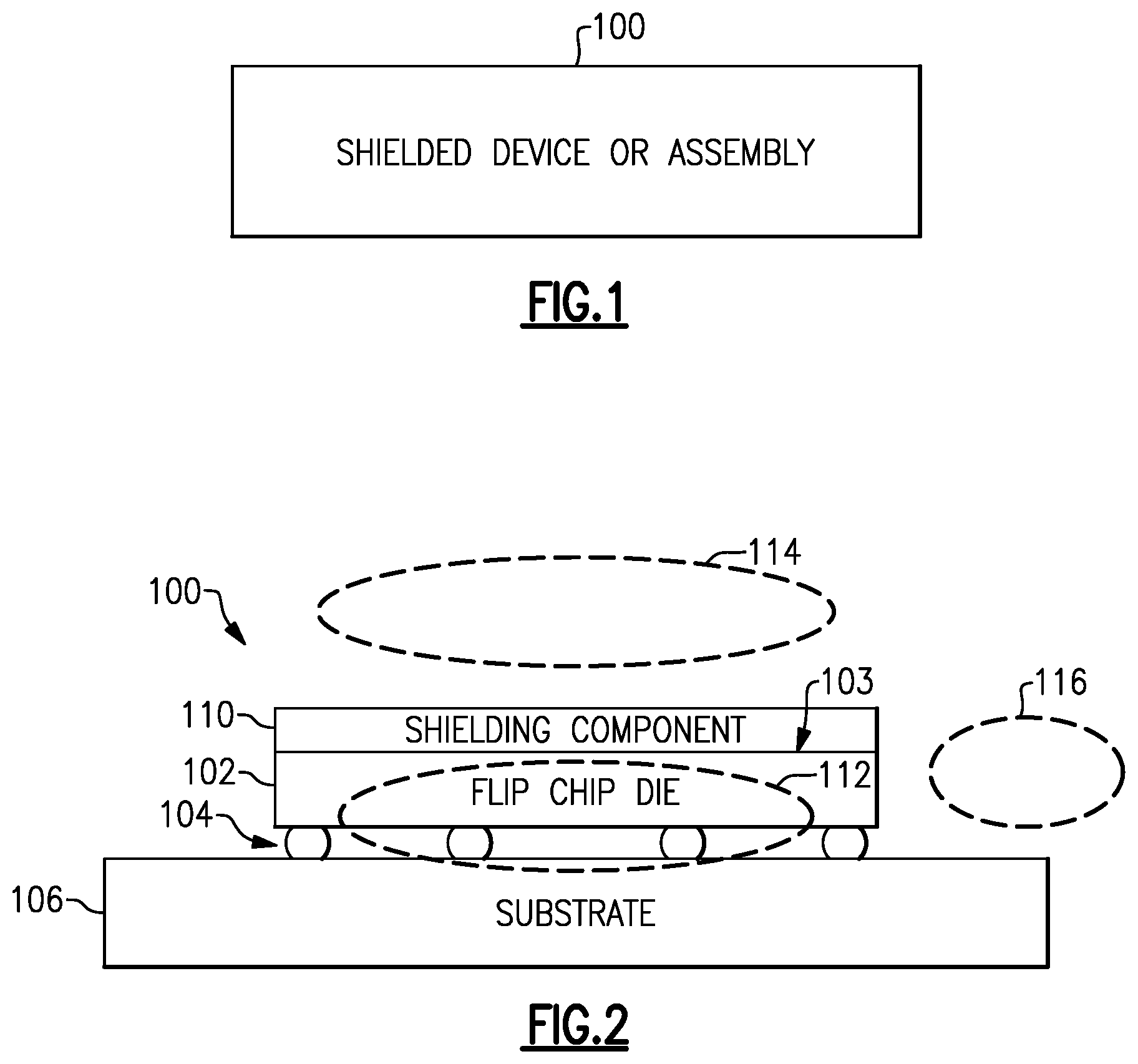 Patent US12308325 Figure 1 – Shielded radio-frequency devices configured to provide shielding for electromagnetic interference (EMI)