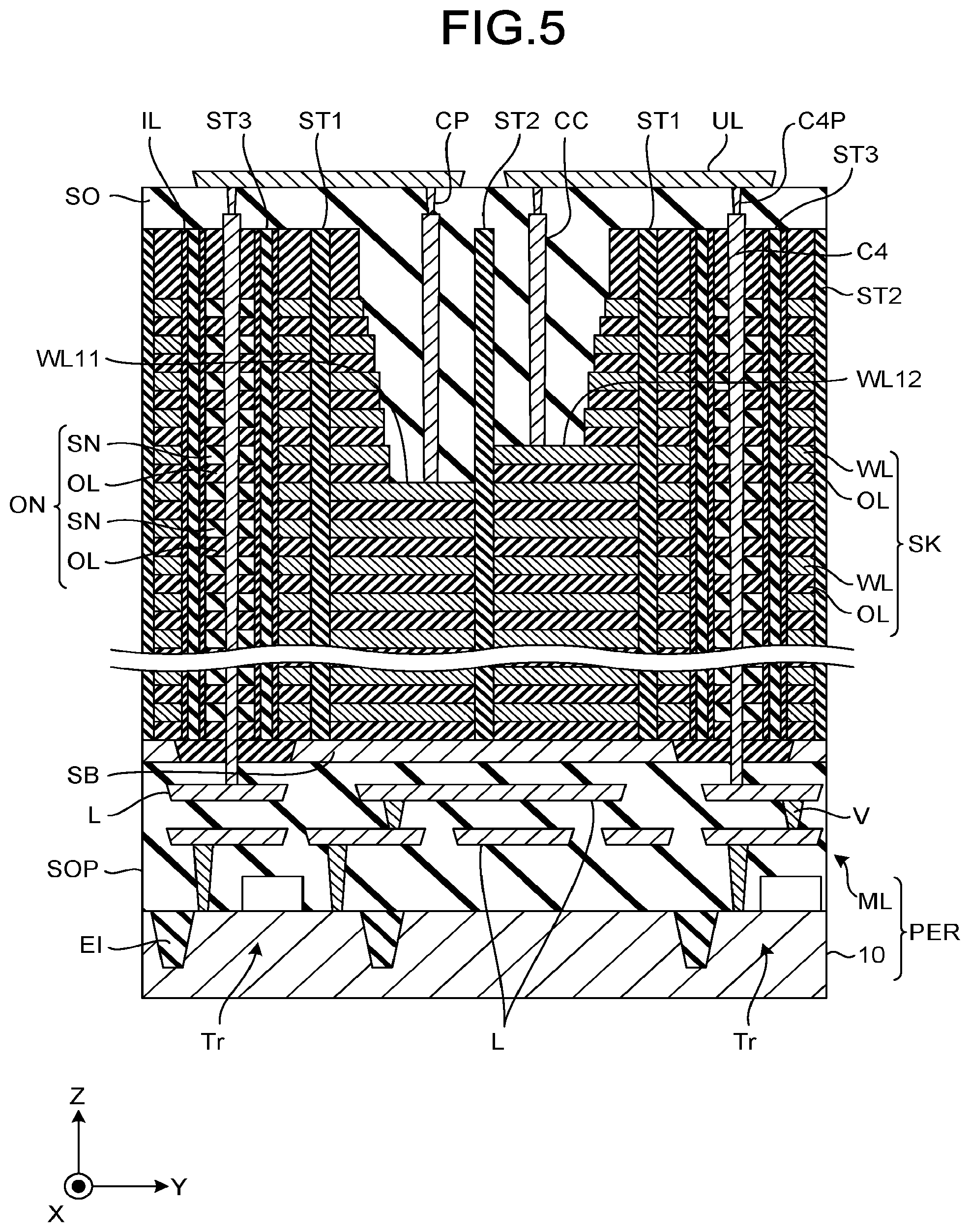 Patent US12308328 Figure 5 – Semiconductor memory device and method for manufacturing the same
