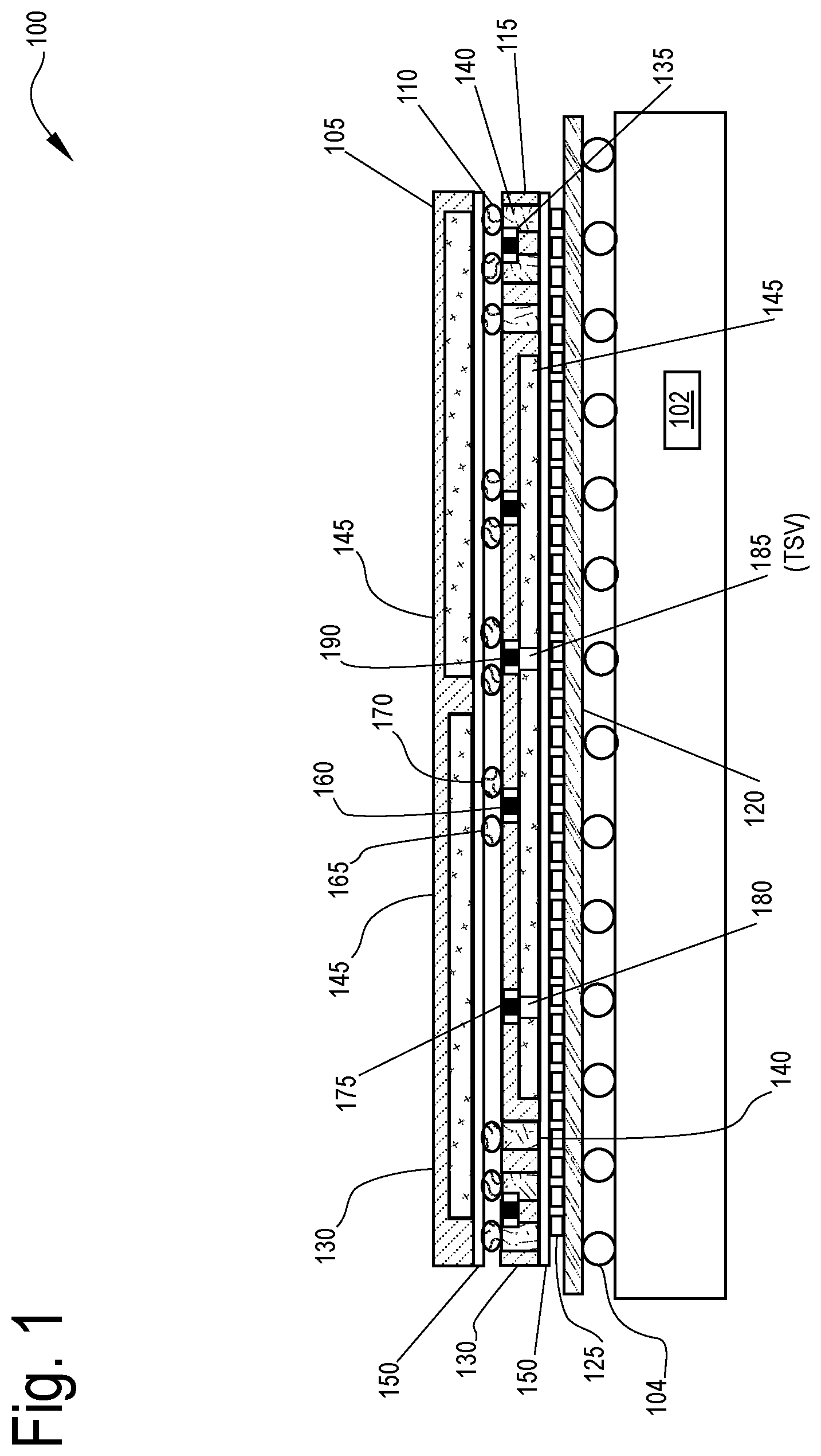 Patent US12308335 Figure 1 – Integrating and accessing passive components in wafer-level packages