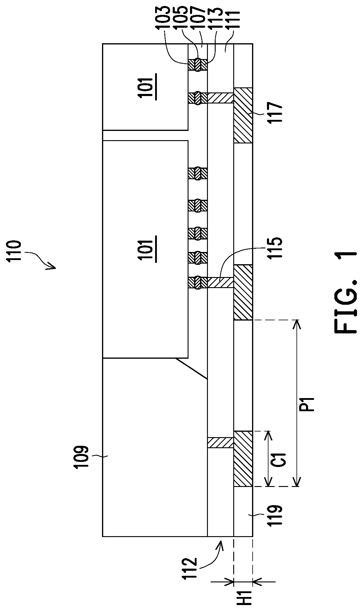 Patent US12308343 Figure 1 – Semiconductor device and method of forming the same