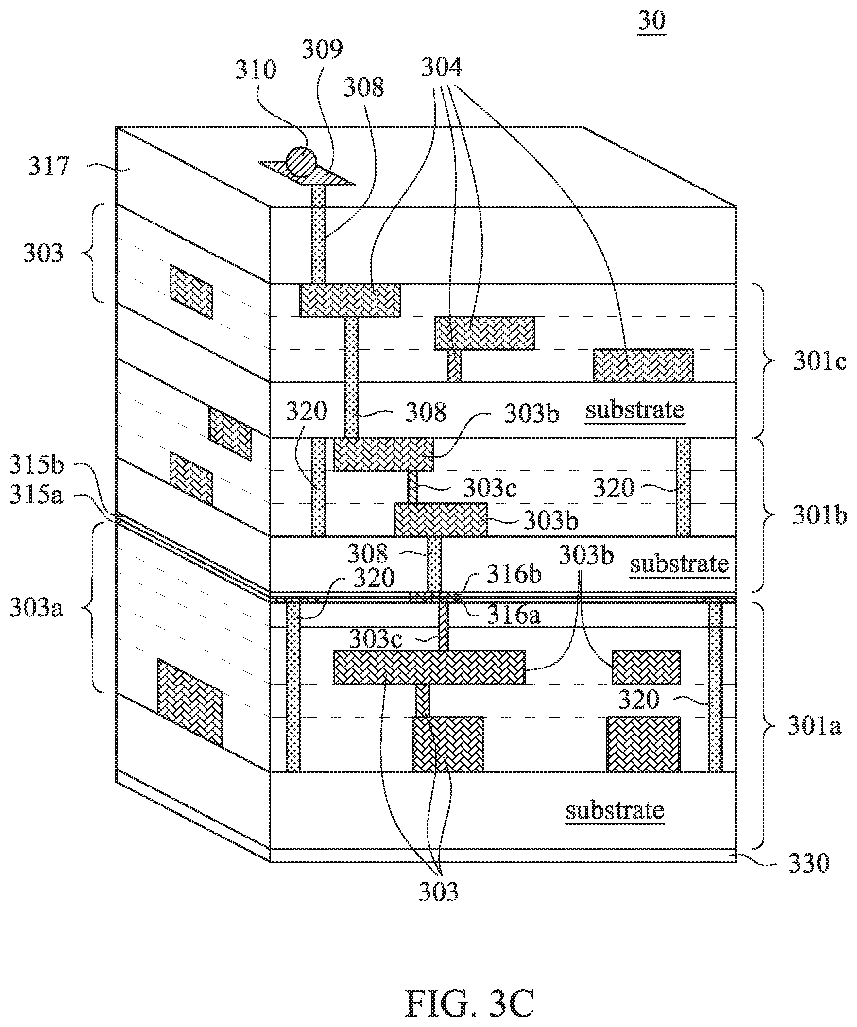 Patent US12308344 Figure 3 – Multi-chip package having stress relief structure