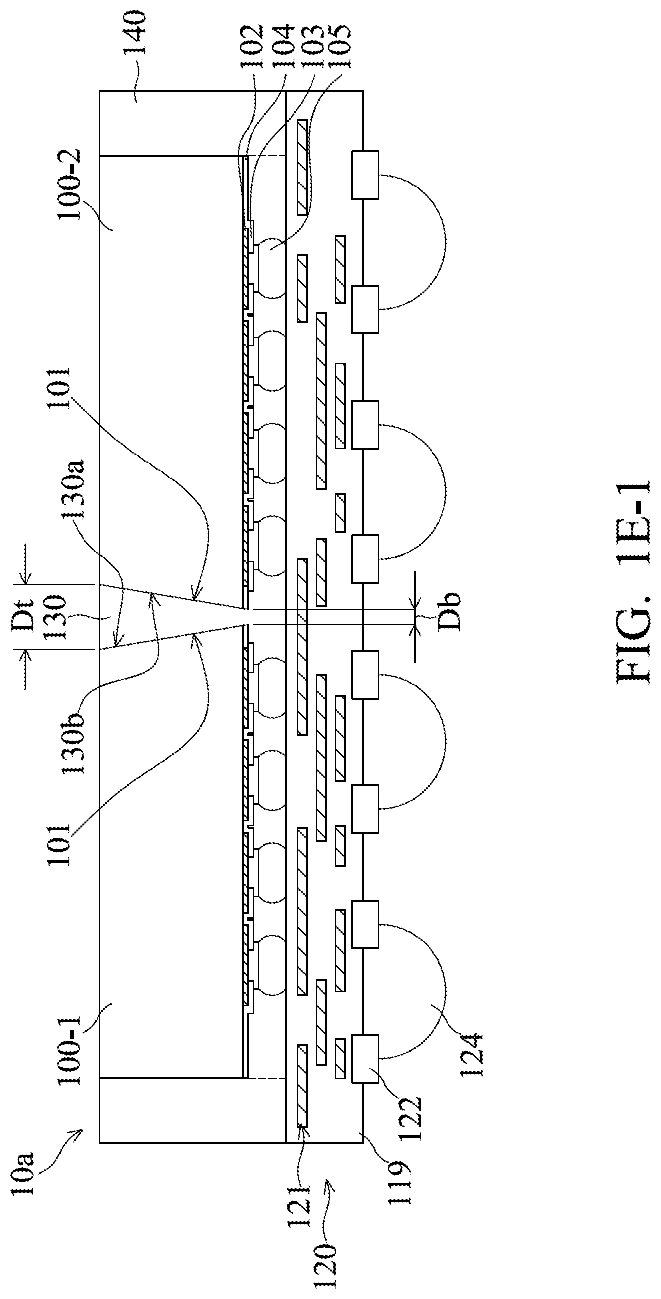 Patent US12308346 Figure 6 – Semiconductor die with tapered sidewall in package