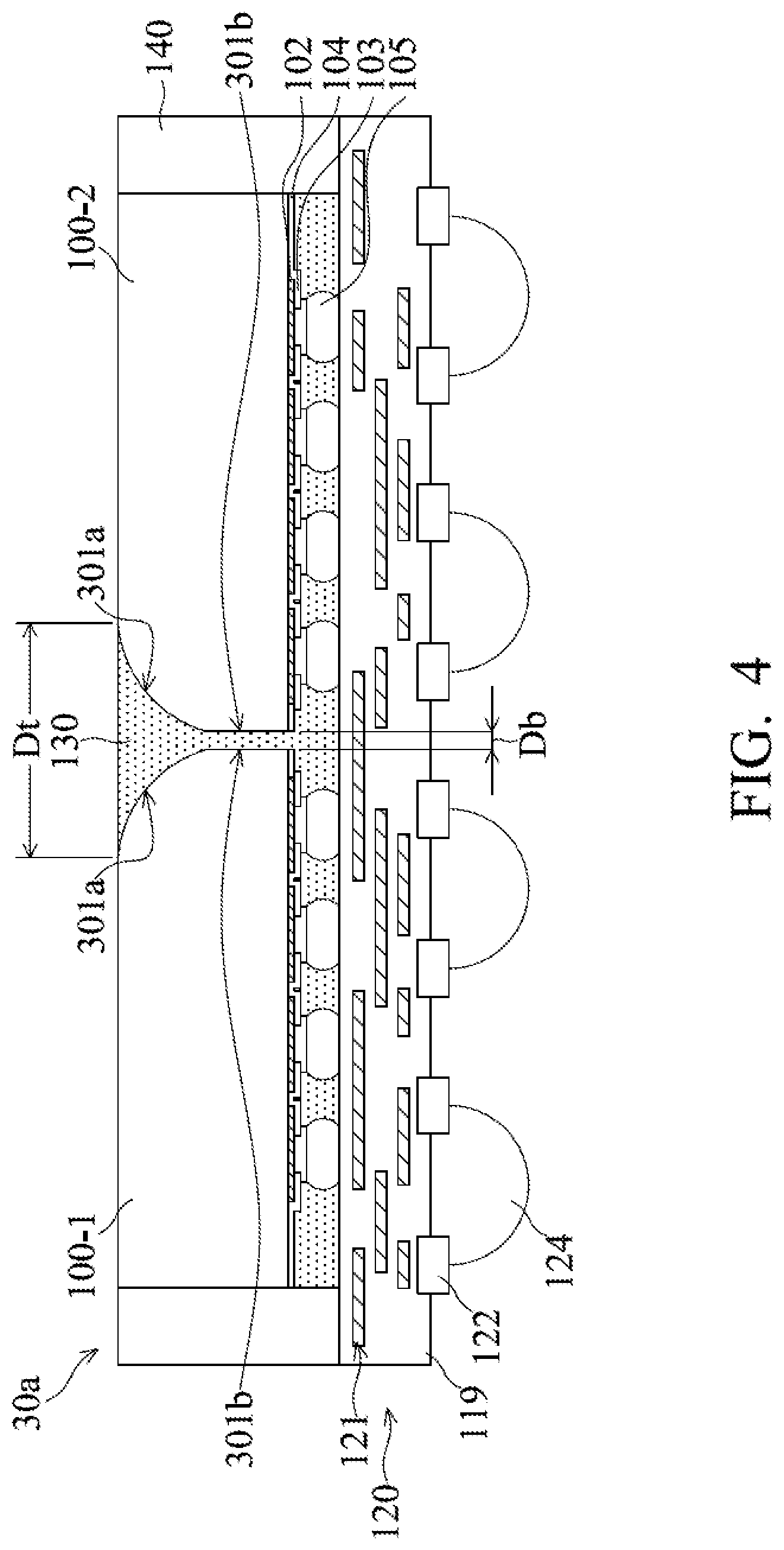 Patent US12308346 Figure 9 – Semiconductor die with tapered sidewall in package