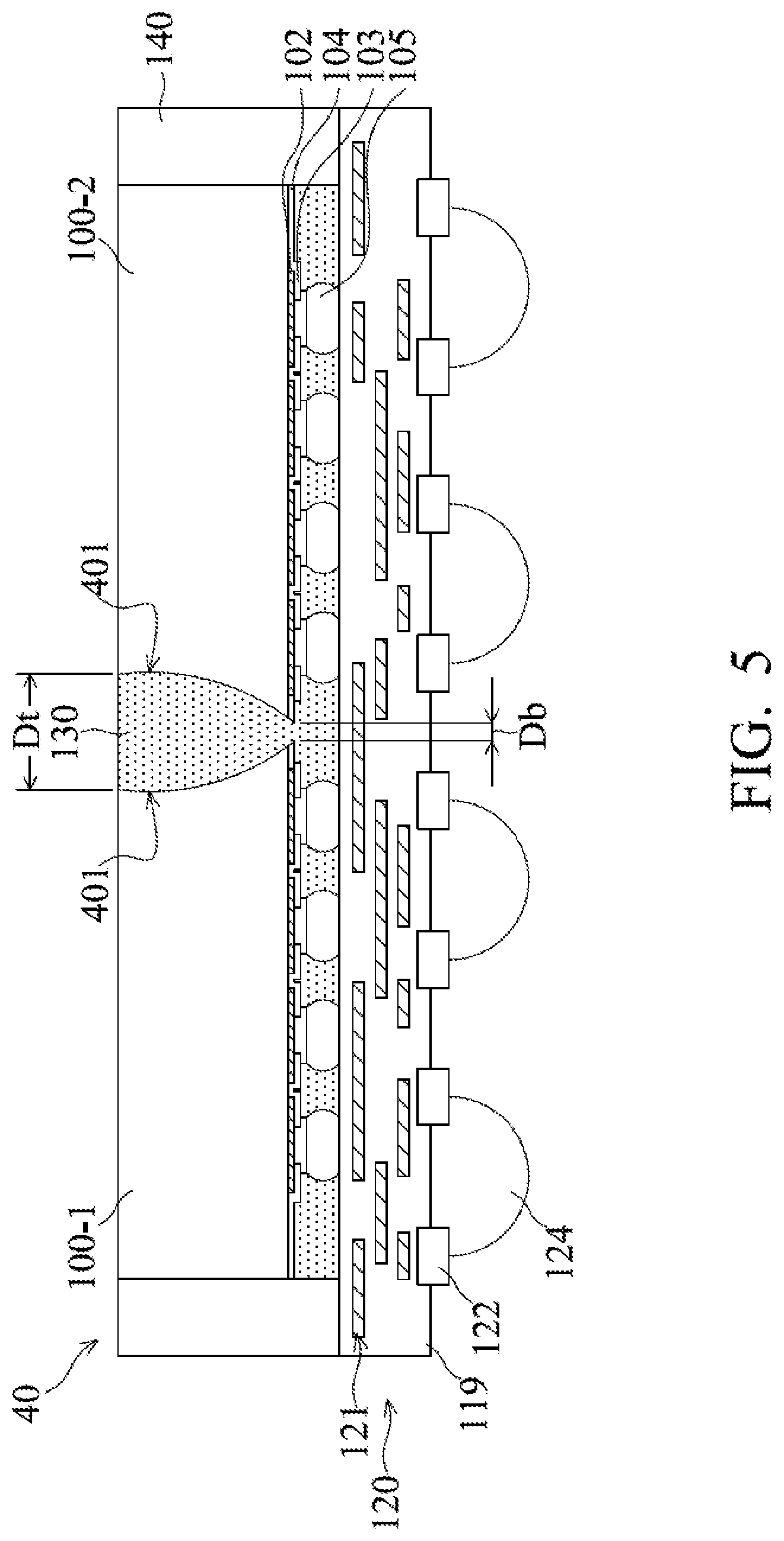 Patent US12308346 Figure 10 – Semiconductor die with tapered sidewall in package
