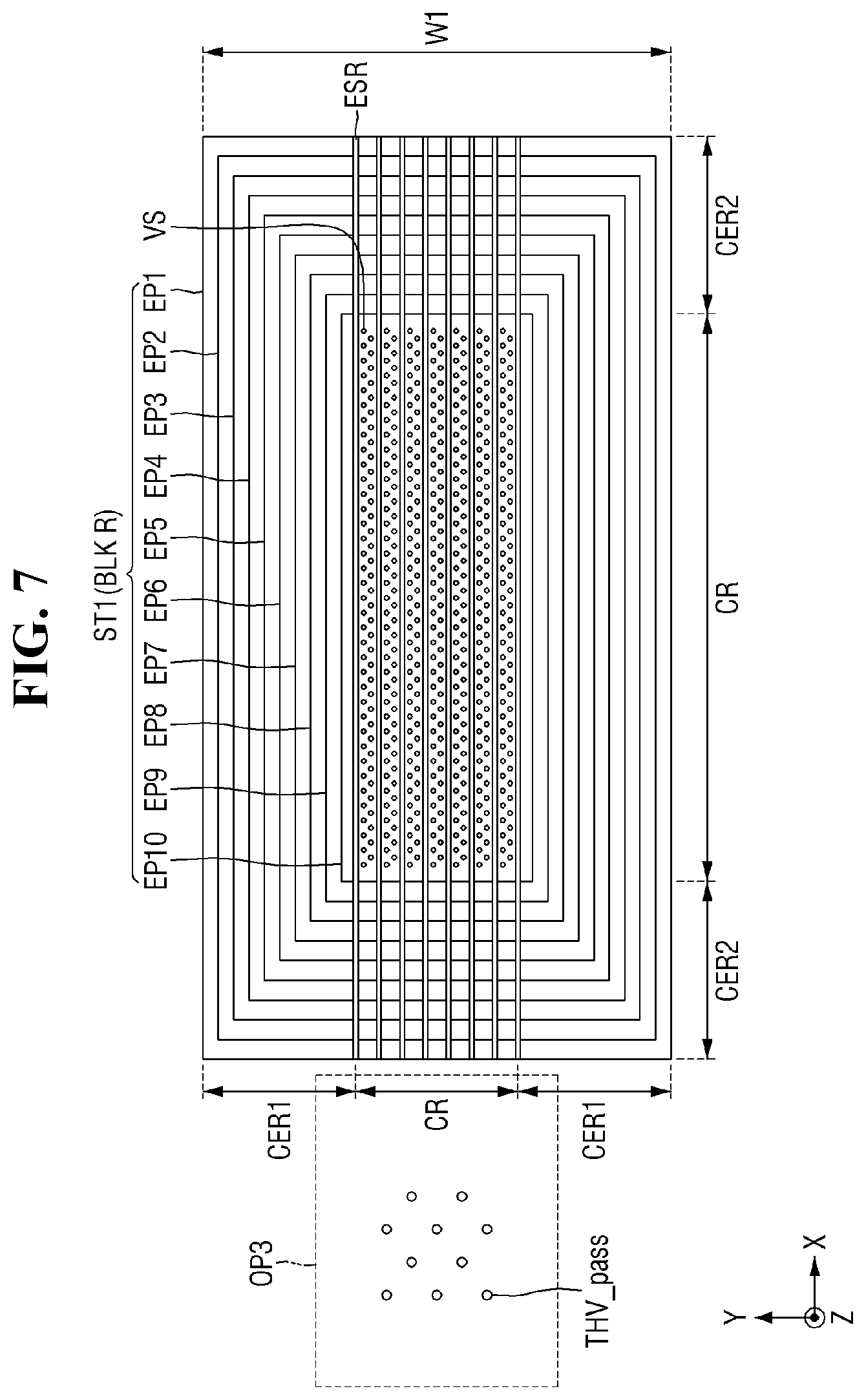 Patent US12308367 Figure 7 – Nonvolatile memory device with openings in the substrate and nonvolatile memory system including the same