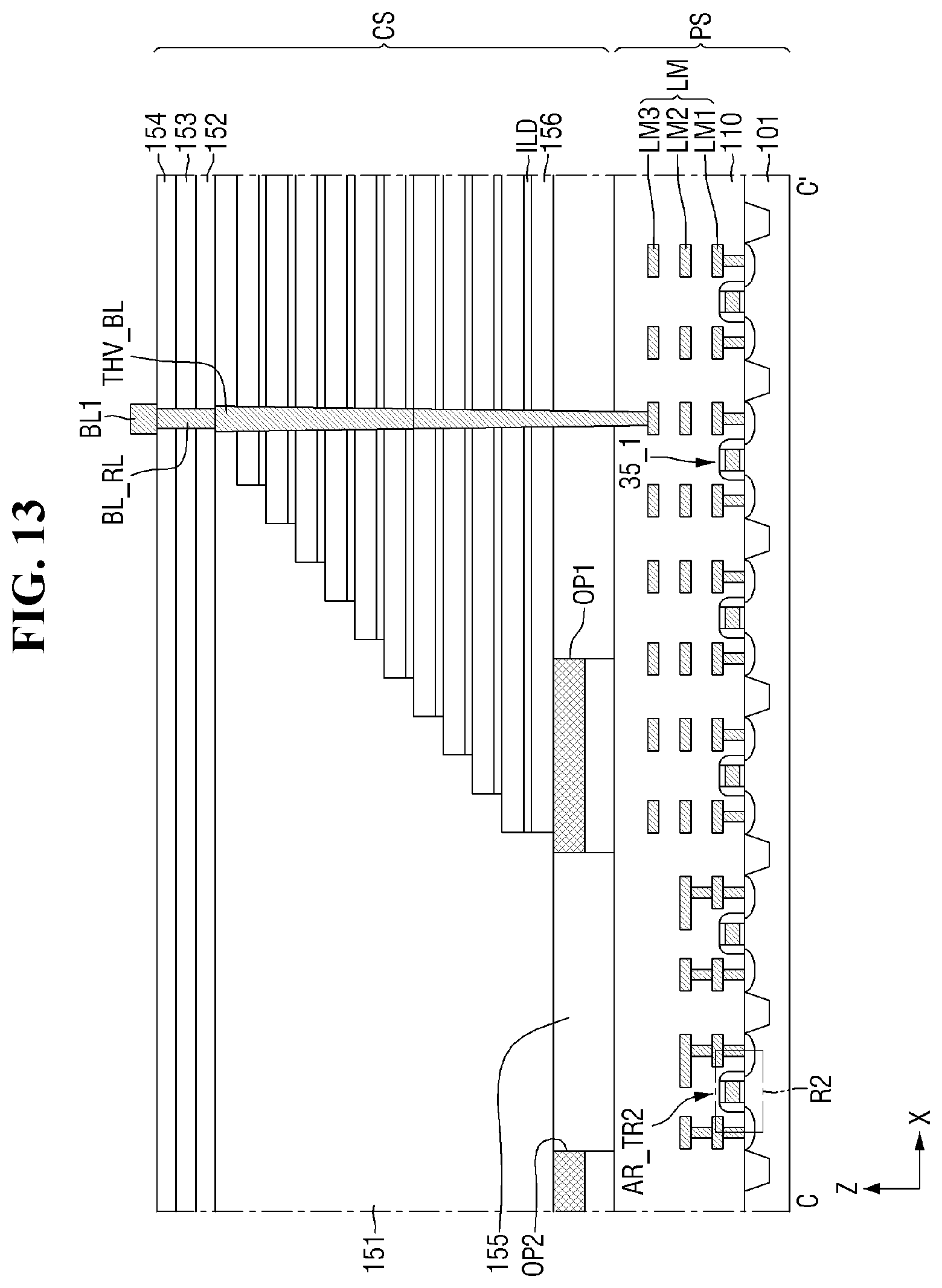 Patent US12308367 Figure 13 – Nonvolatile memory device with openings in the substrate and nonvolatile memory system including the same