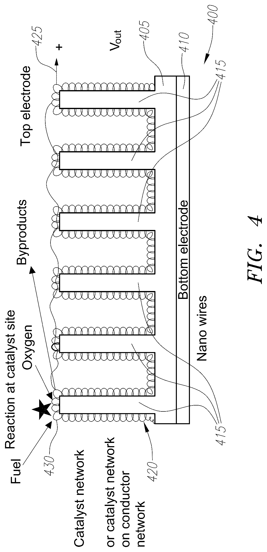 Patent US12308372 Figure 4 – Pre-equilibrium system and method using solid-state devices as energy converters using nano-engineered porous network materials